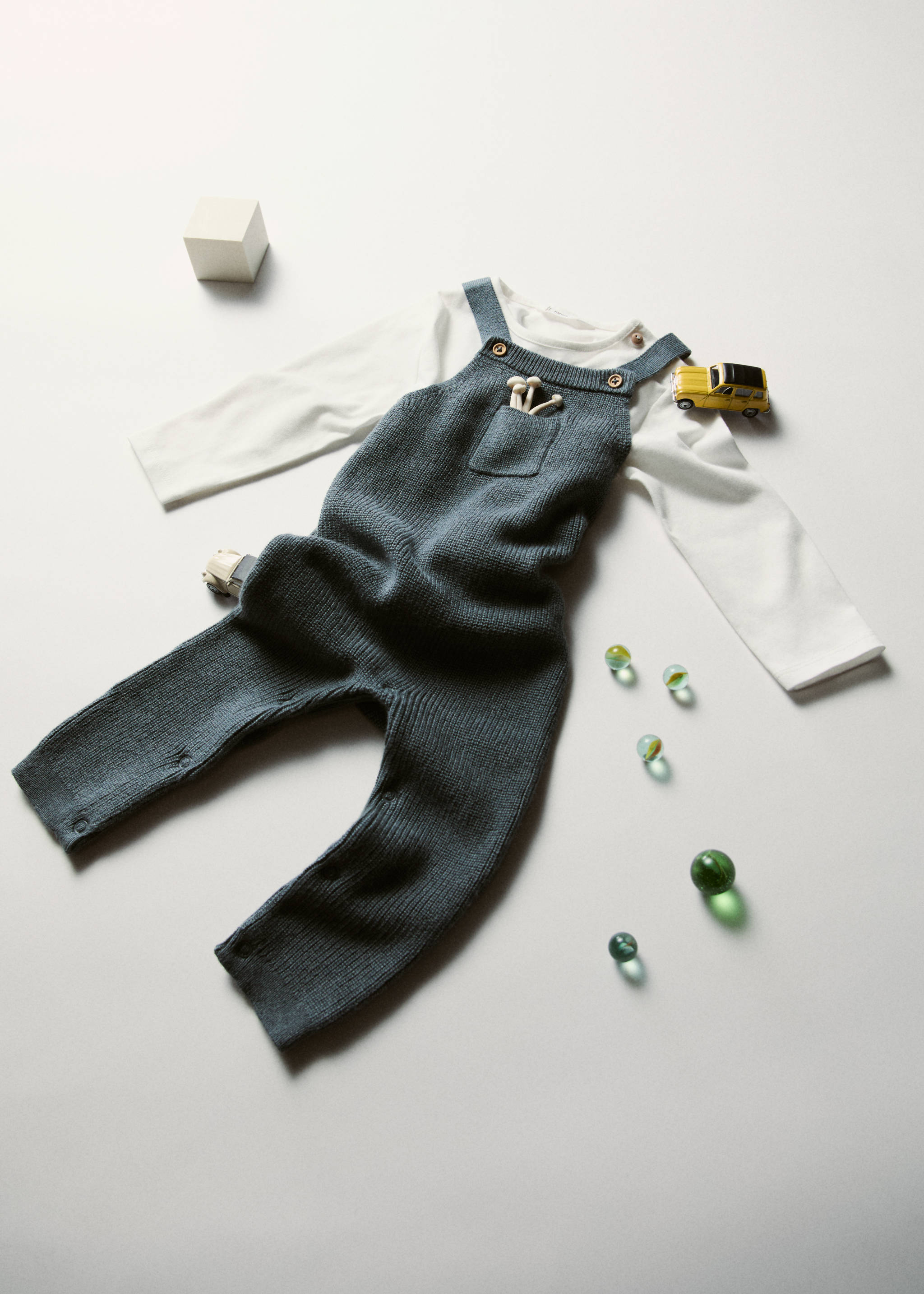 Cotton-knit jumpsuit - Details of the article 5, Petrol Blue. Ref: 77043671-00.