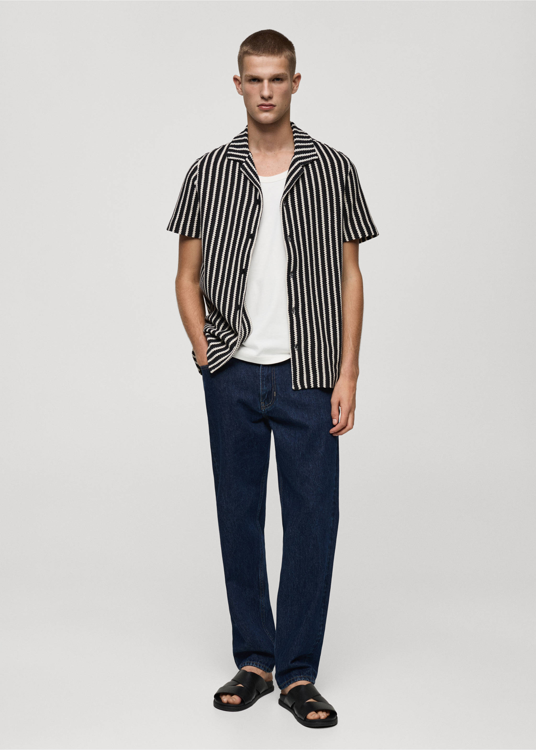 Crochet knitted shirt - General plane, Dark Navy. Ref: 77043675-00.