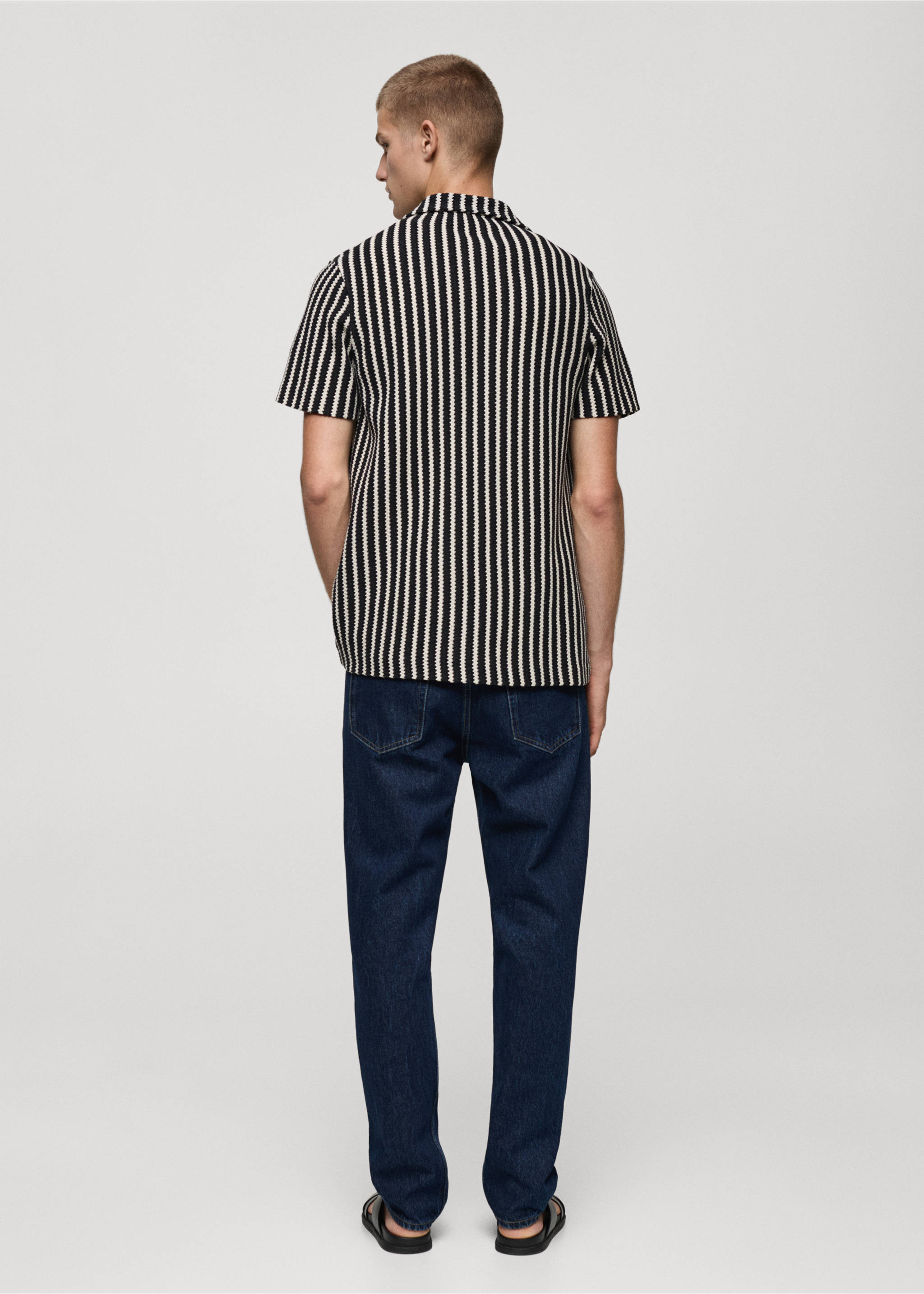 Crochet knitted shirt - Reverse of the article, Dark Navy. Ref: 77043675-00.