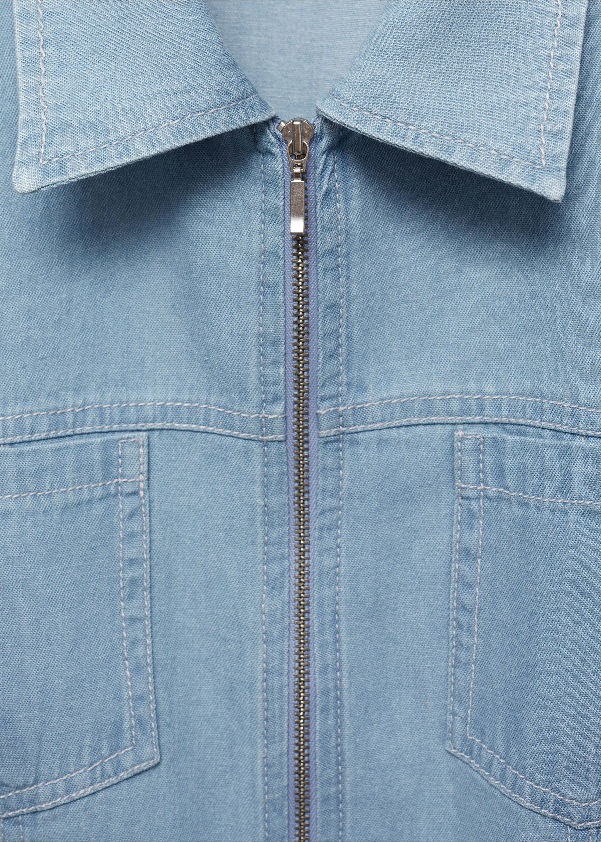 Denim dress with belt - Details of the article 8, Light Blue. Ref: 77044014-00.