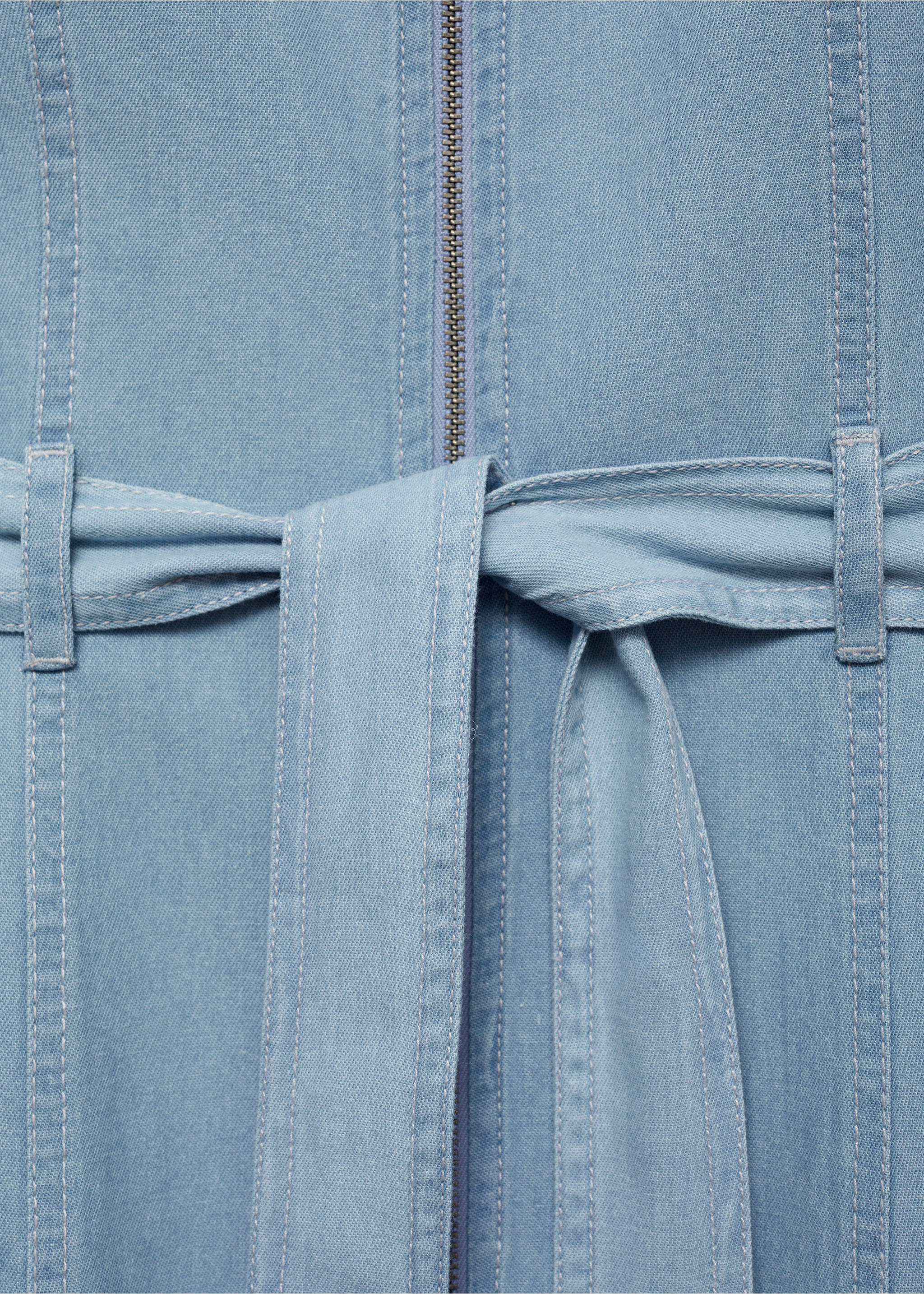 Denim dress with belt - Details of the article 0, Light Blue. Ref: 77044014-00.