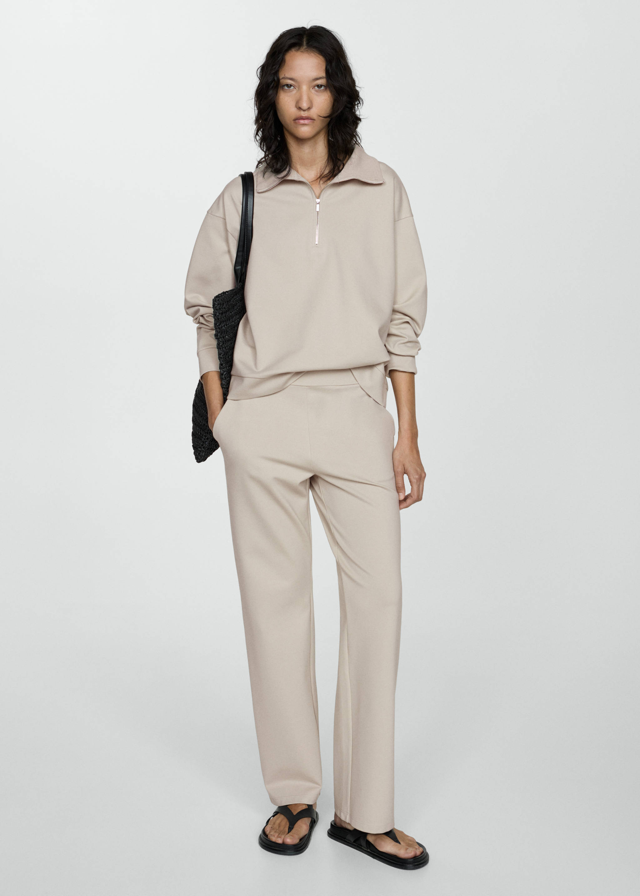 Perkins-neck sweater with zip - General plane