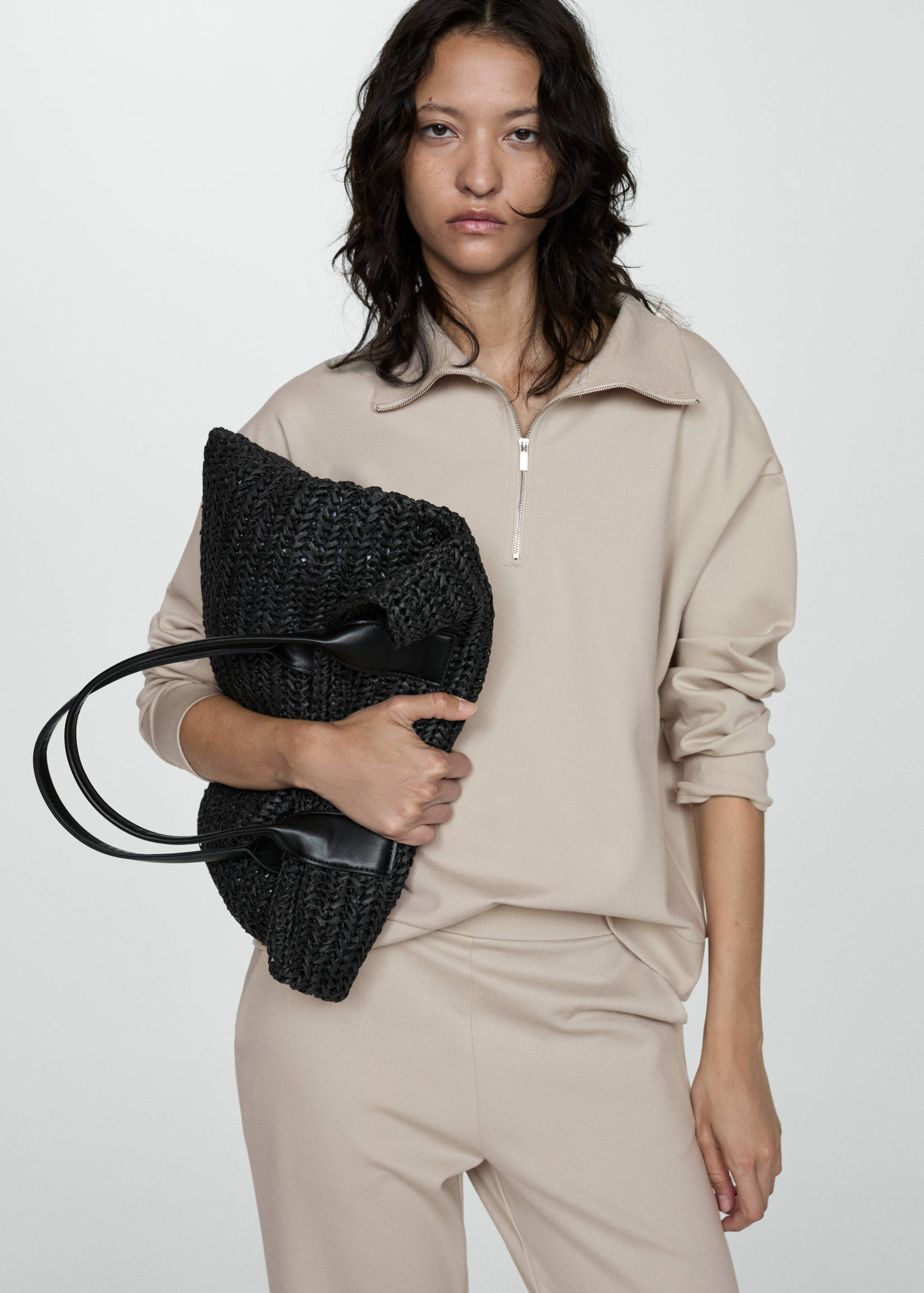 Perkins-neck sweater with zip - Medium plane