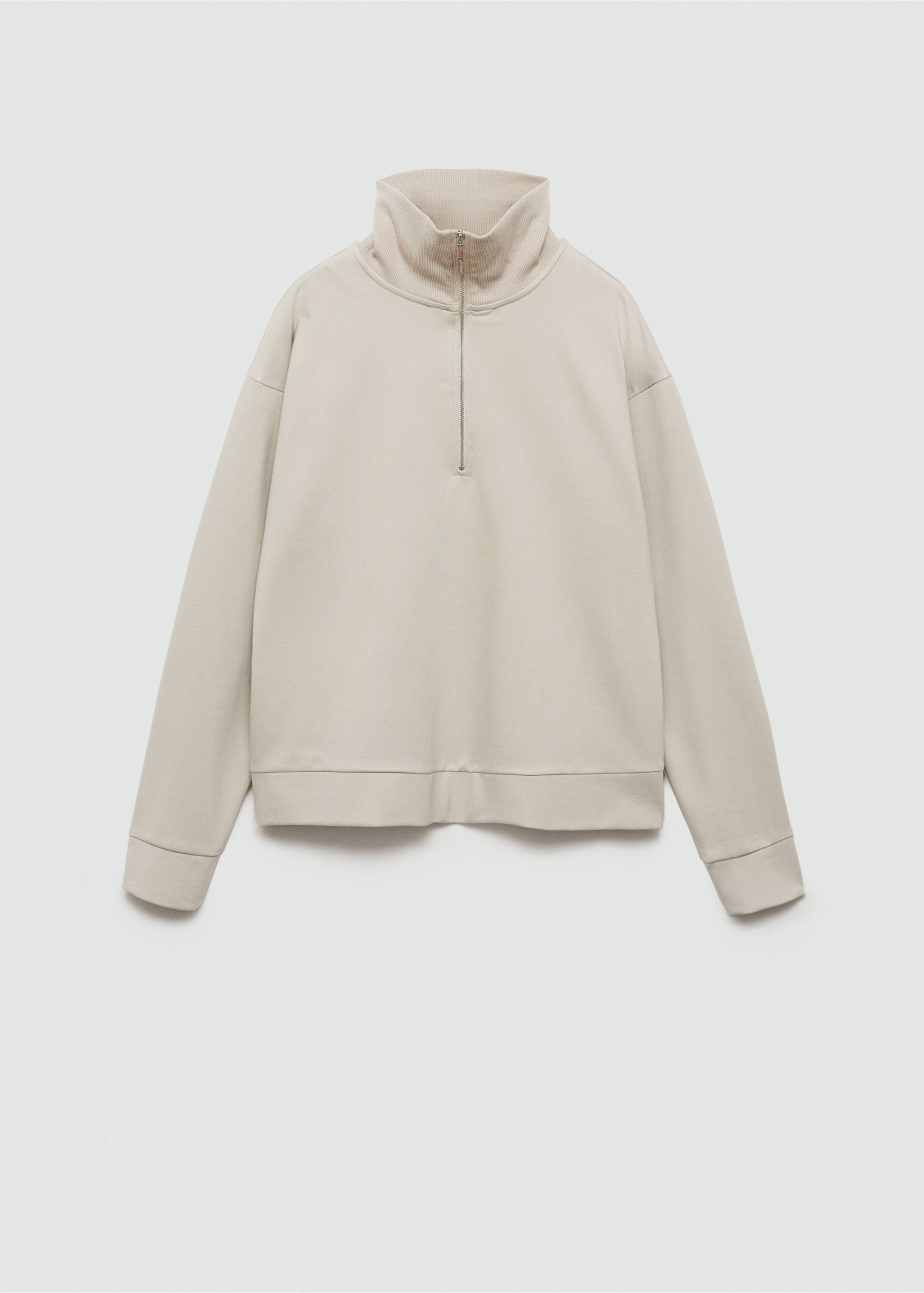 Perkins-neck sweater with zip - Article without model, Light/Pastel Grey. Ref: 77044022-00.