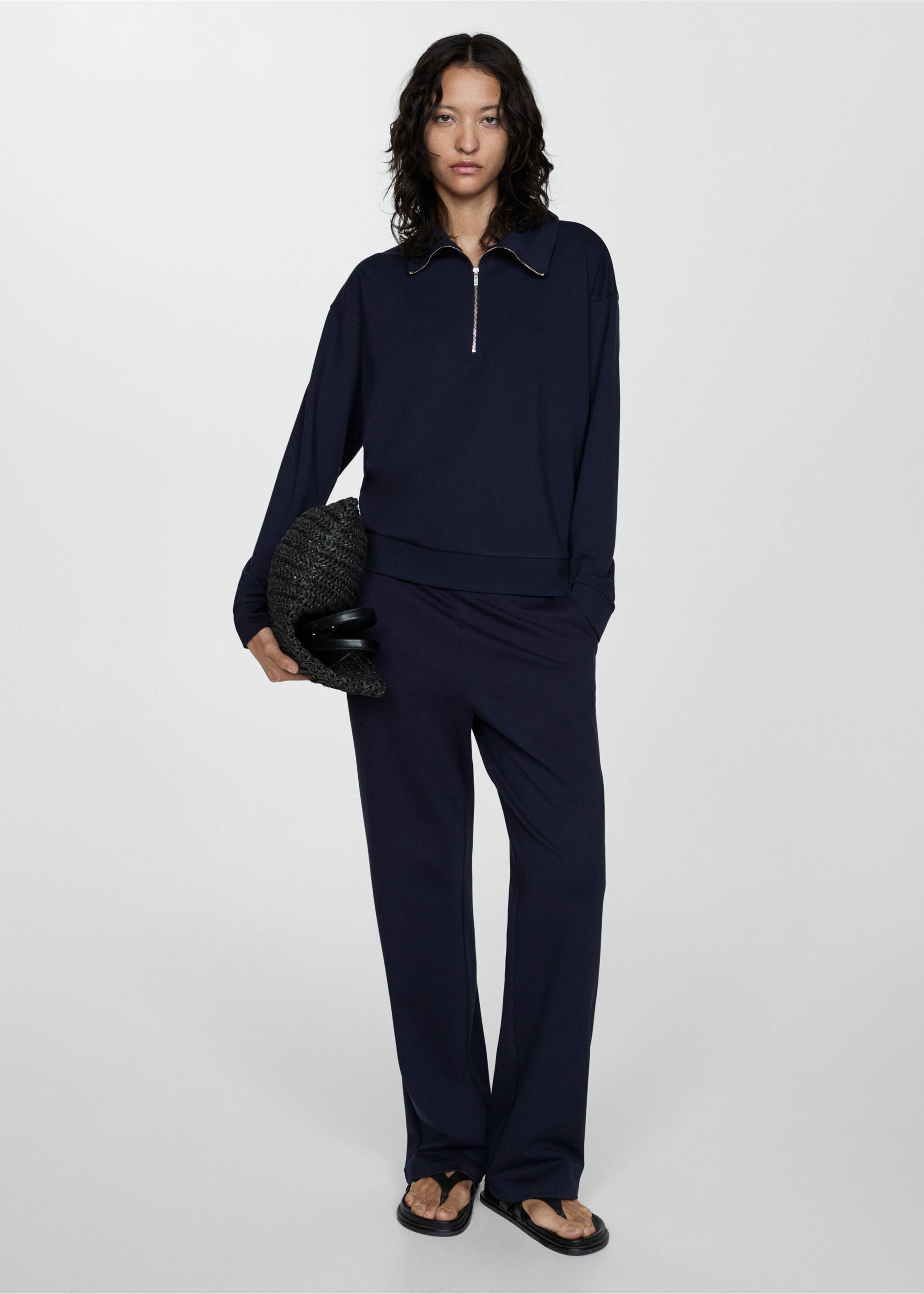 Perkins-neck sweater with zip - General plane, Dark Navy. Ref: 77044022-00.