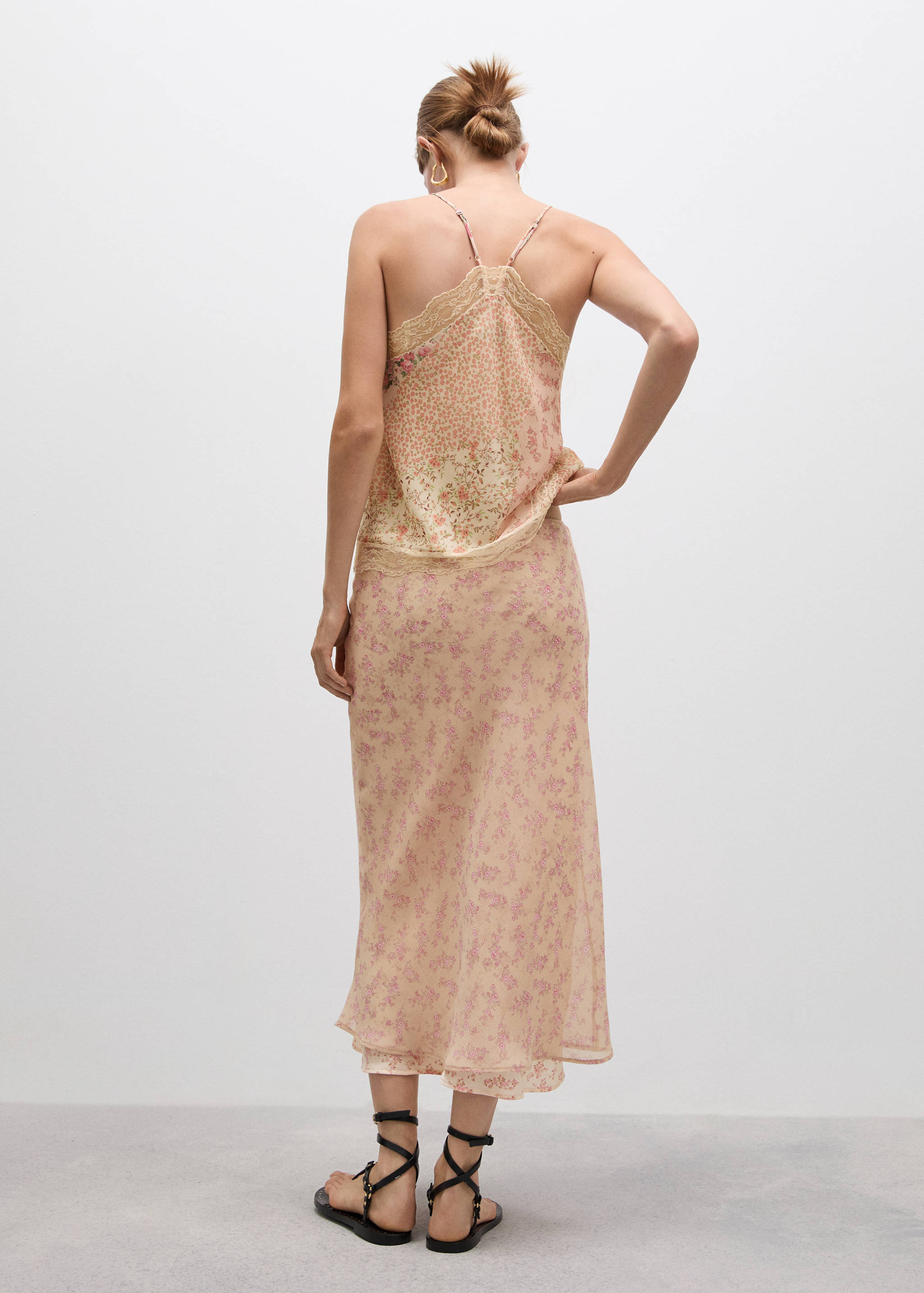 Falda larga estampado floral - Reverso del artículo