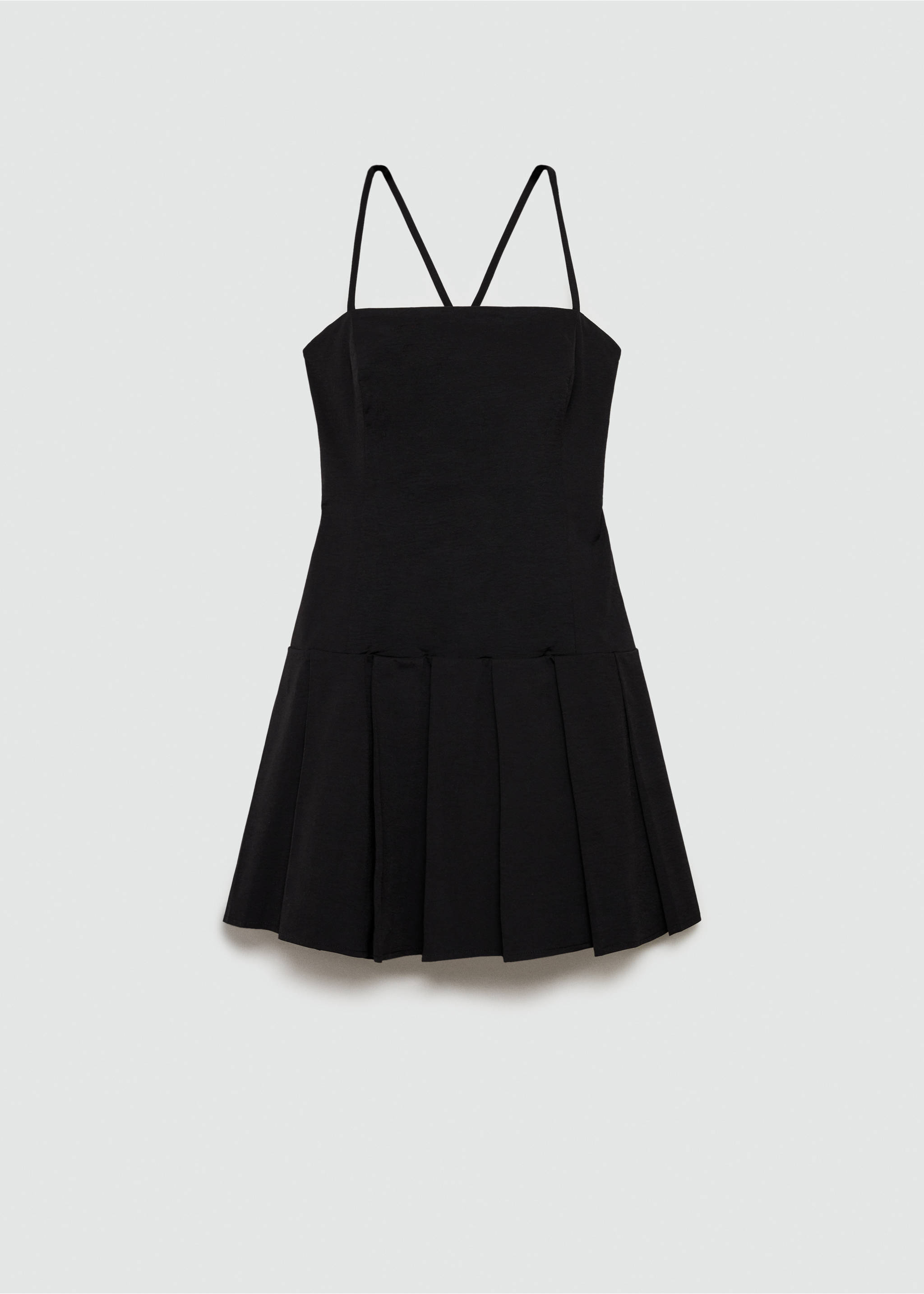 Pleated dress with crossed back - Article without model, Black. Ref: 77044026-00.