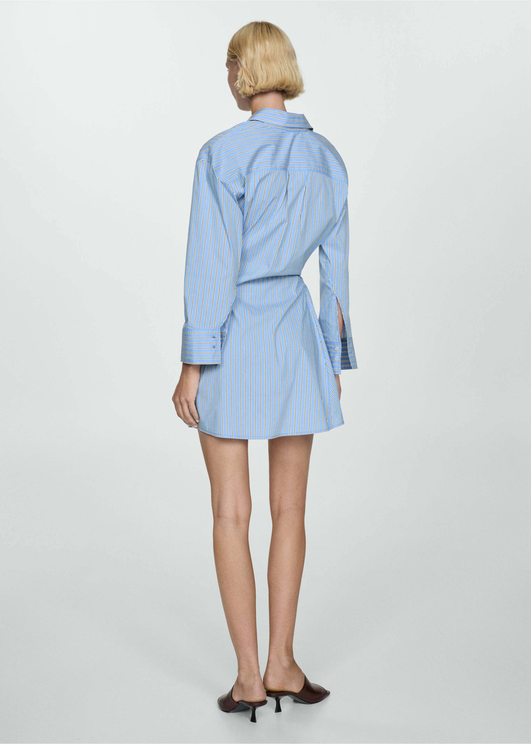 Striped wrap shirt dress - Reverse of the article, Blue. Ref: 77044027-00.