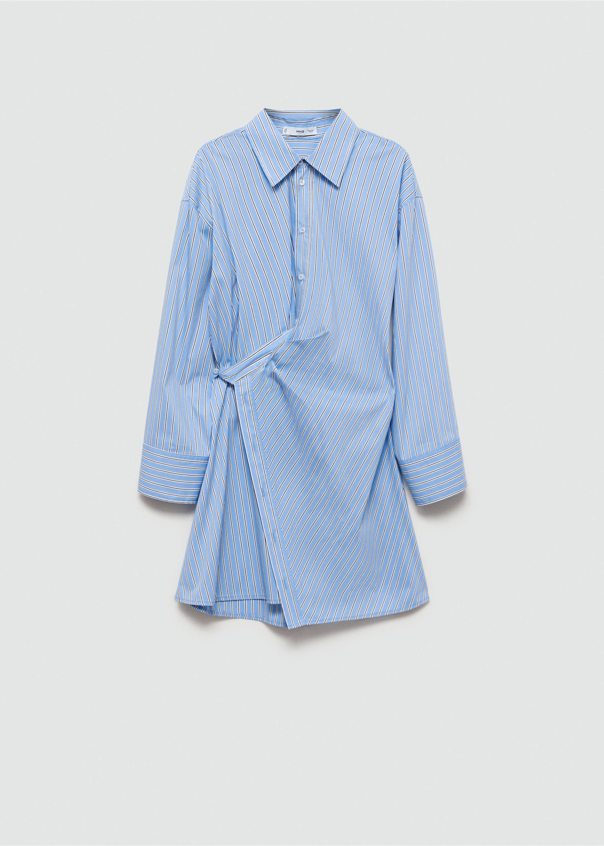 Striped wrap shirt dress - Article without model, Blue. Ref: 77044027-00.
