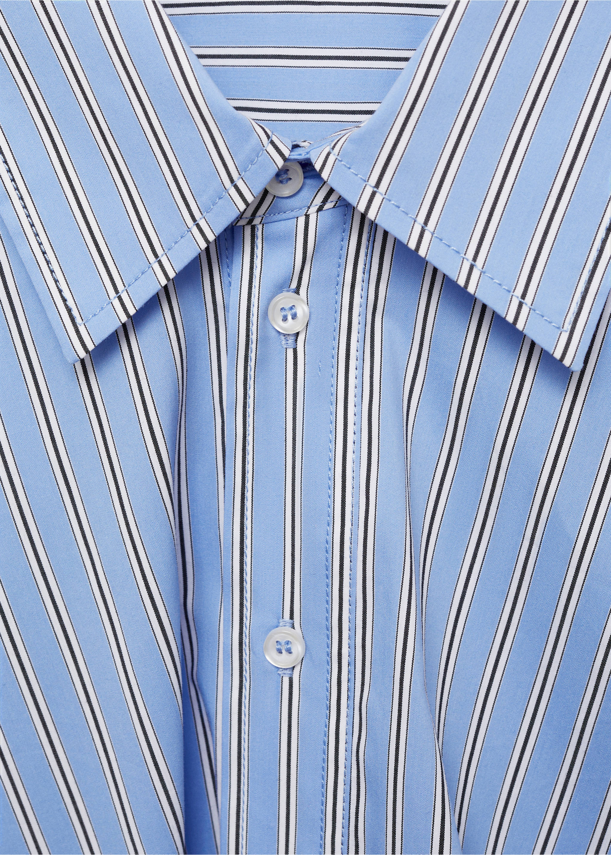 Striped wrap shirt dress - Details of the article 8, Blue. Ref: 77044027-00.