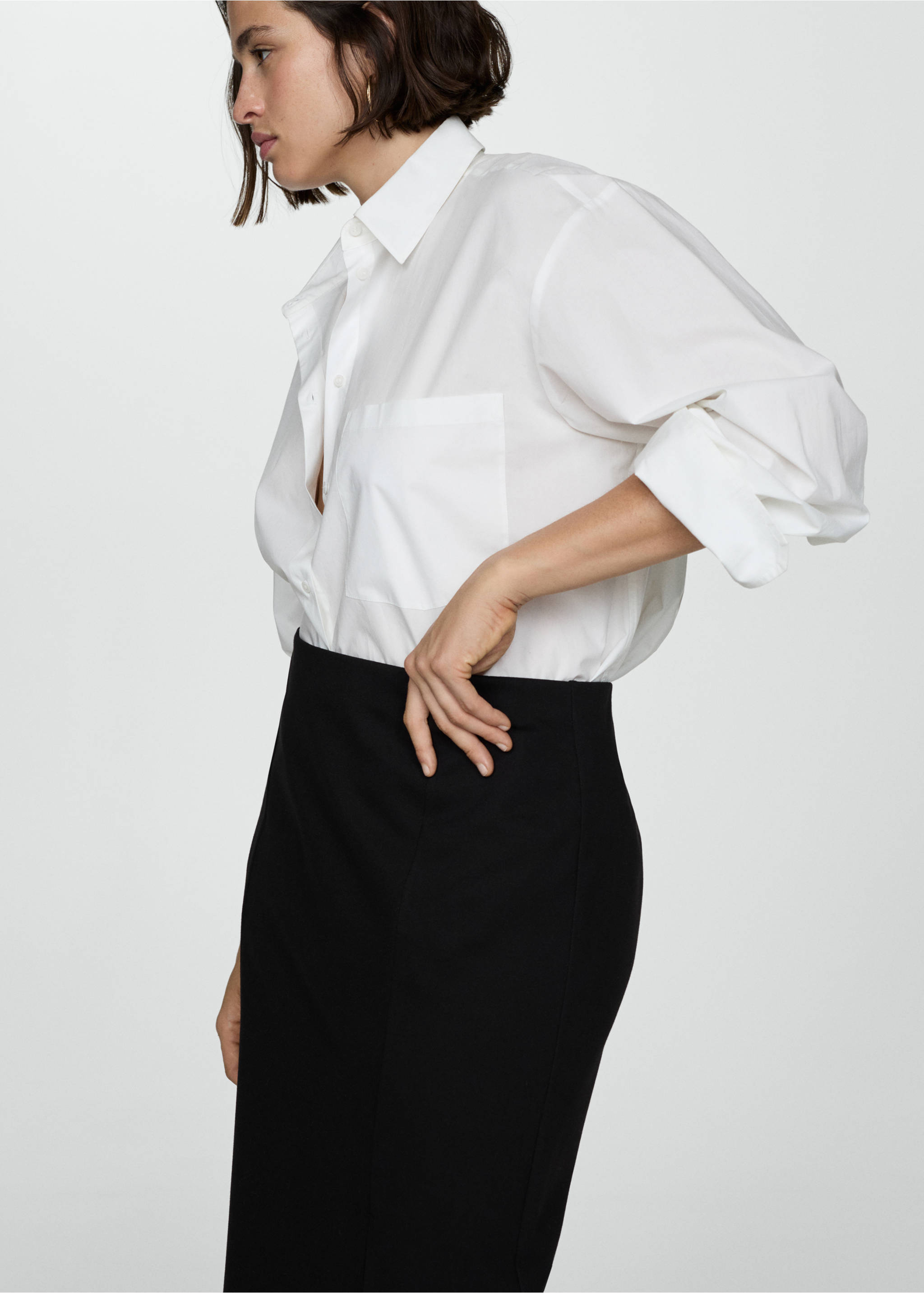 Római kötött ceruzaszoknya nyílással - A termék adatai 5, Fekete. Ref: 77044029-00.