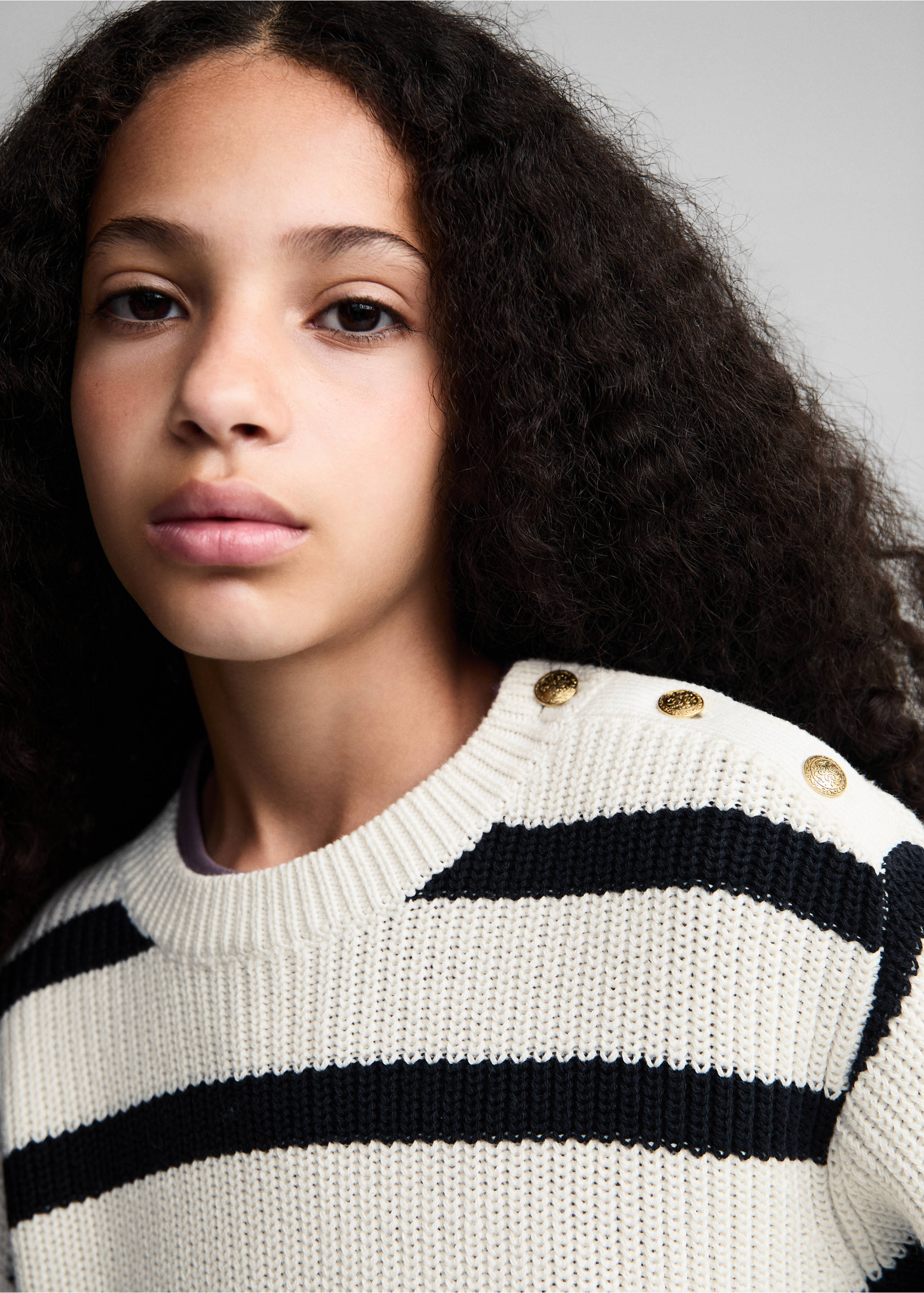 Knit striped sweater - Details of the article 1, Off White. Ref: 77044037-00.