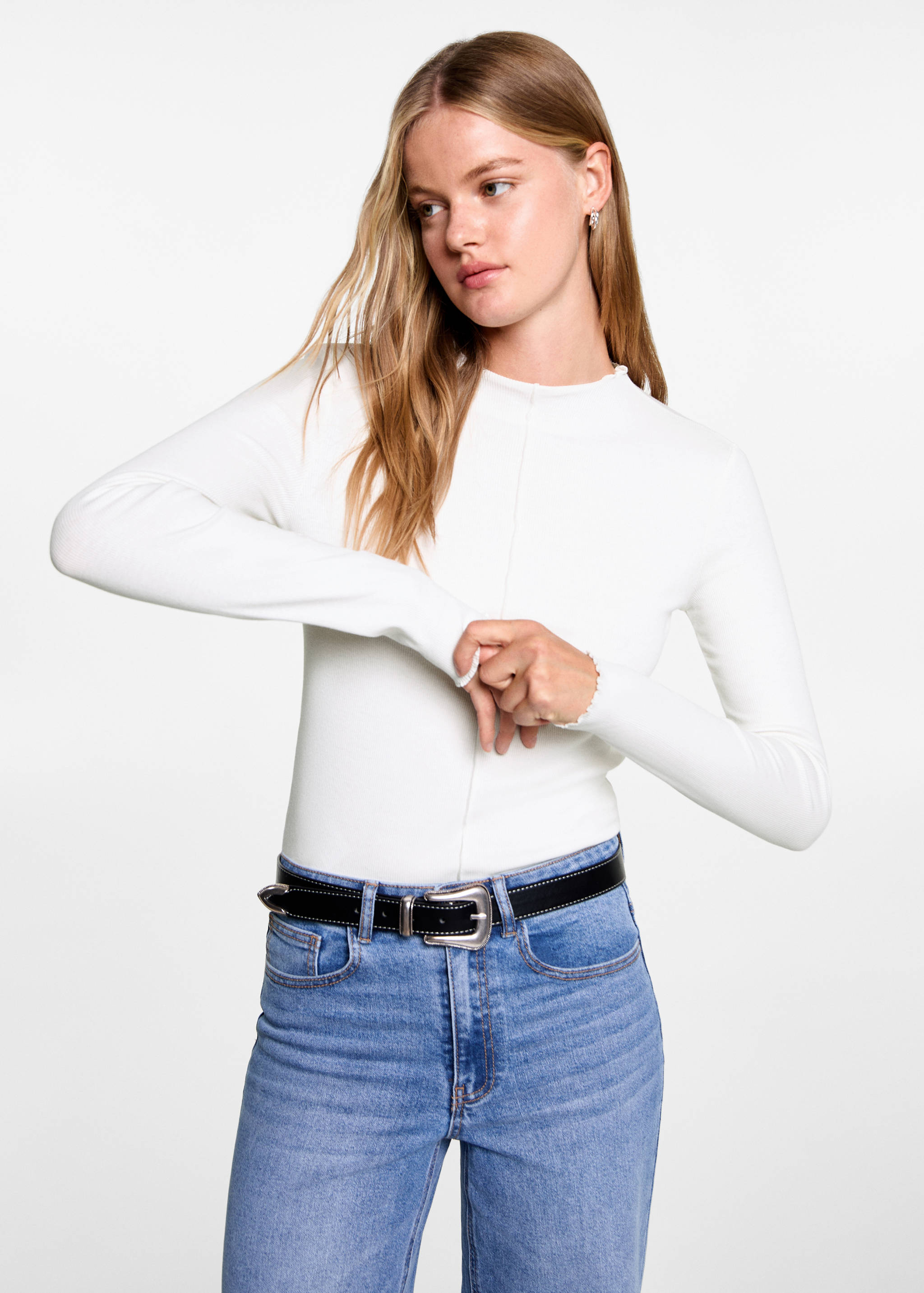 Long-sleeved t-shirt with decorative seams - Medium plane