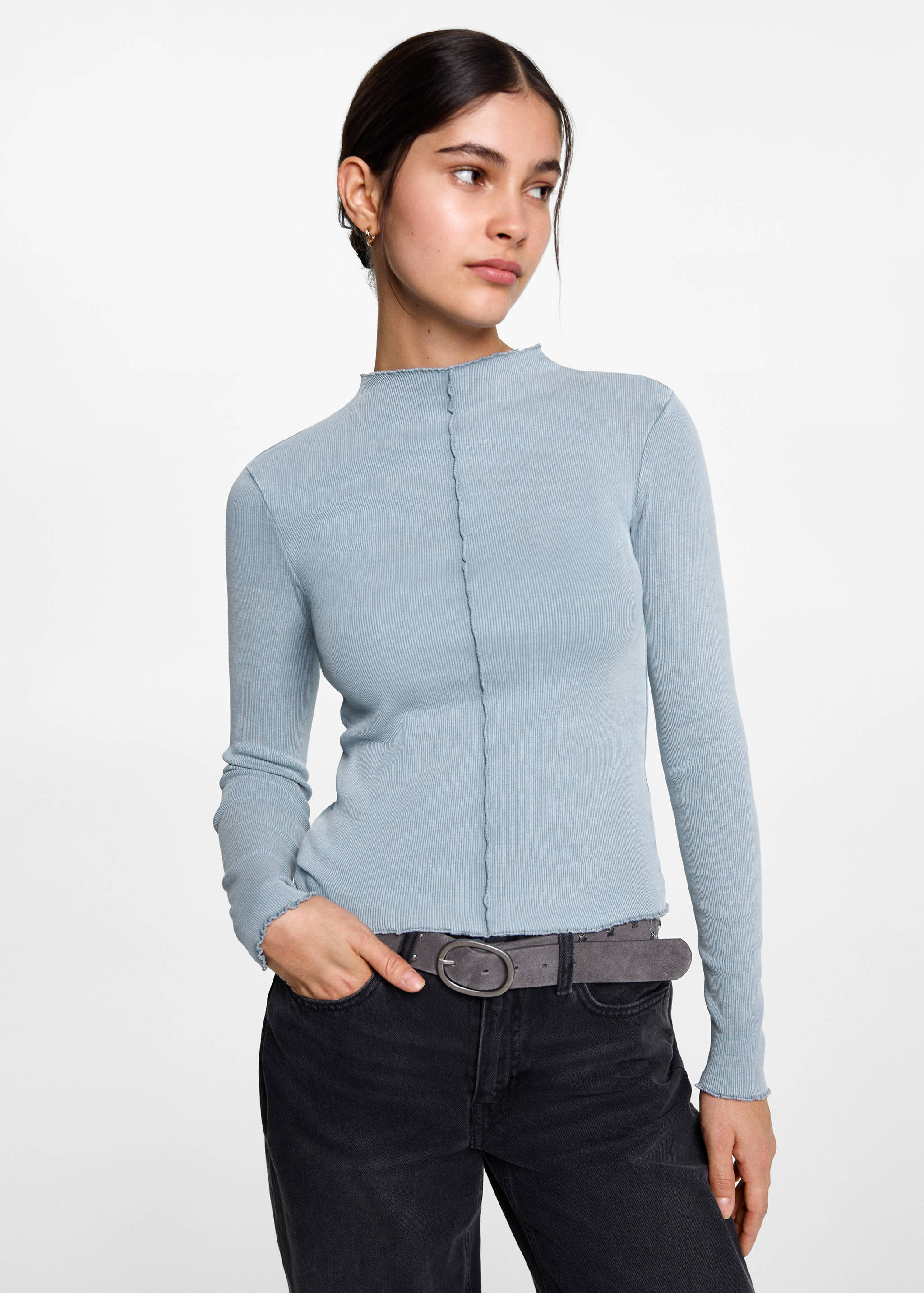 Long-sleeved t-shirt with decorative seams - Medium plane