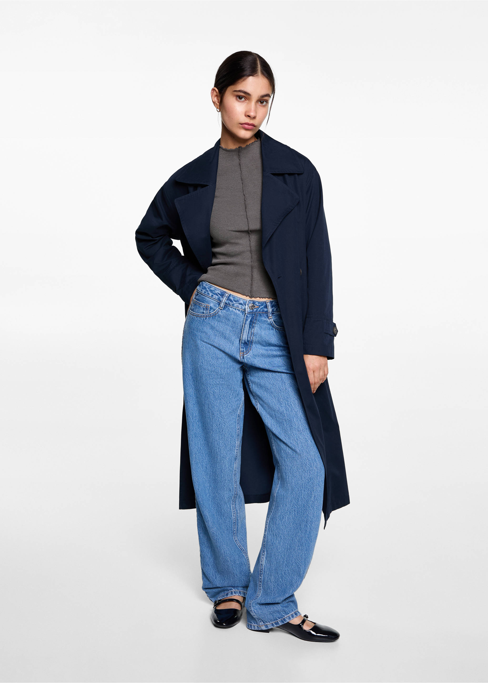 Long-sleeved t-shirt with decorative seams - General plane, Charcoal. Ref: 77044046-00.