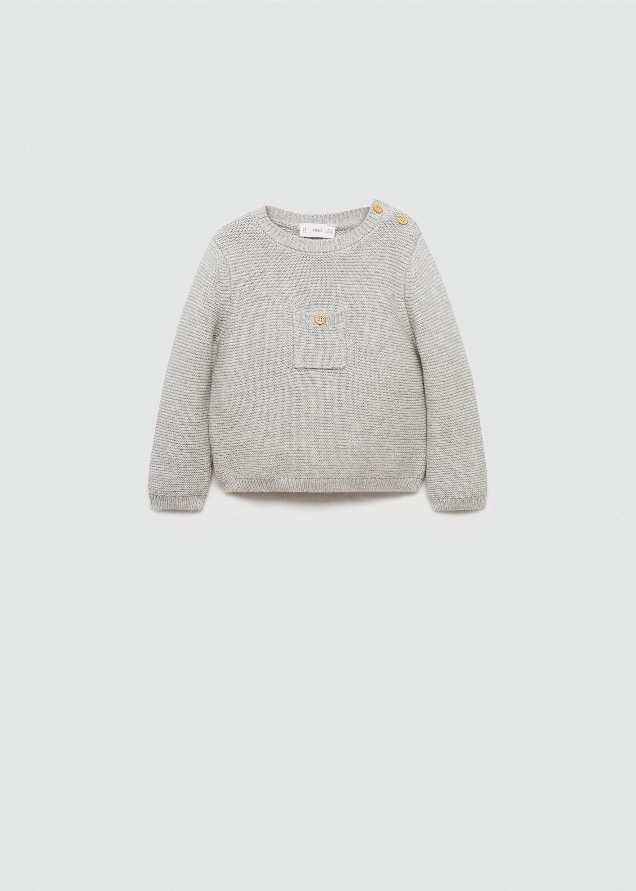 Knit pocket sweater - Article without model, Medium Heather Grey. Ref: 77044054-00.