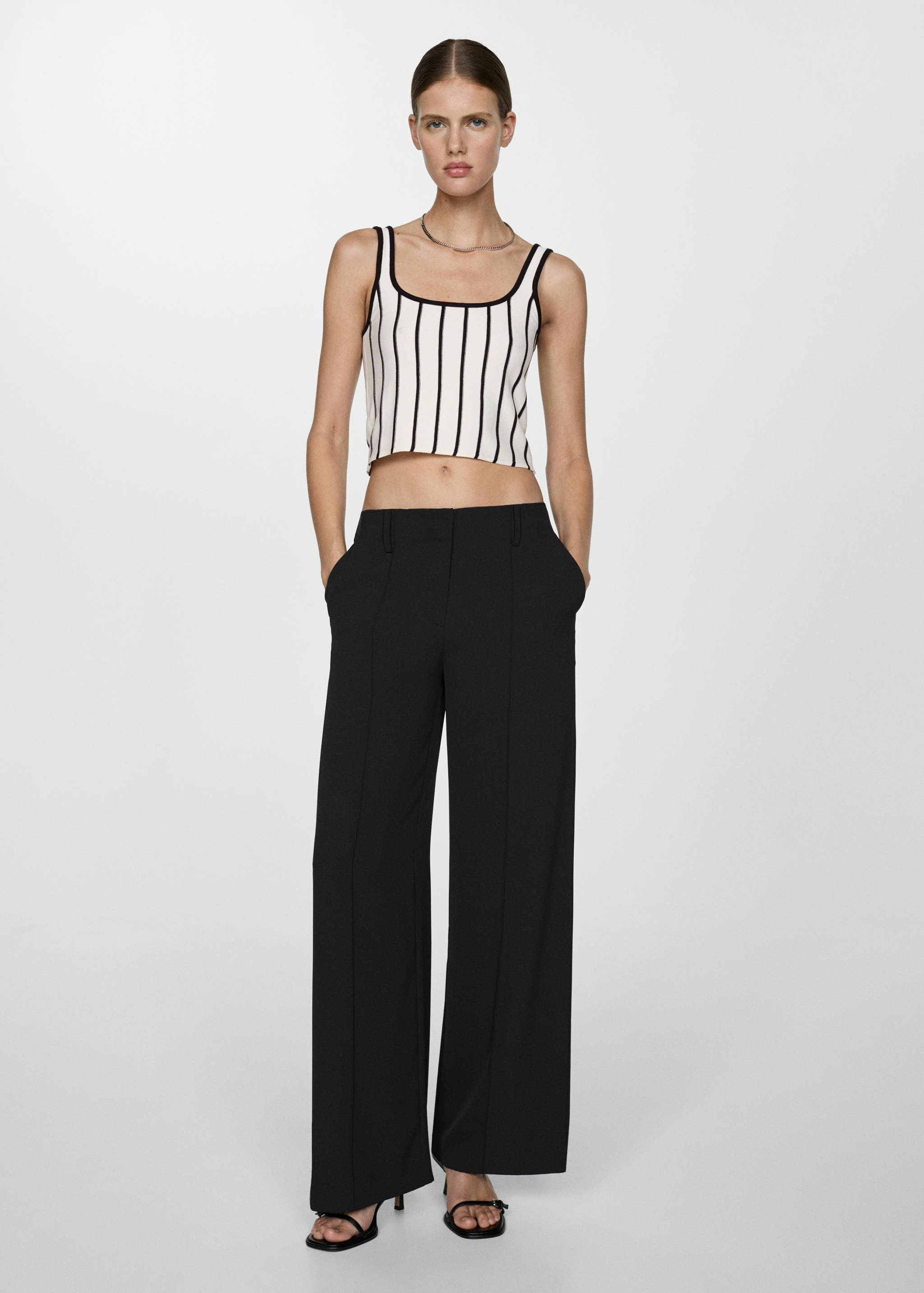 Striped knitted crop top - Details of the article 1