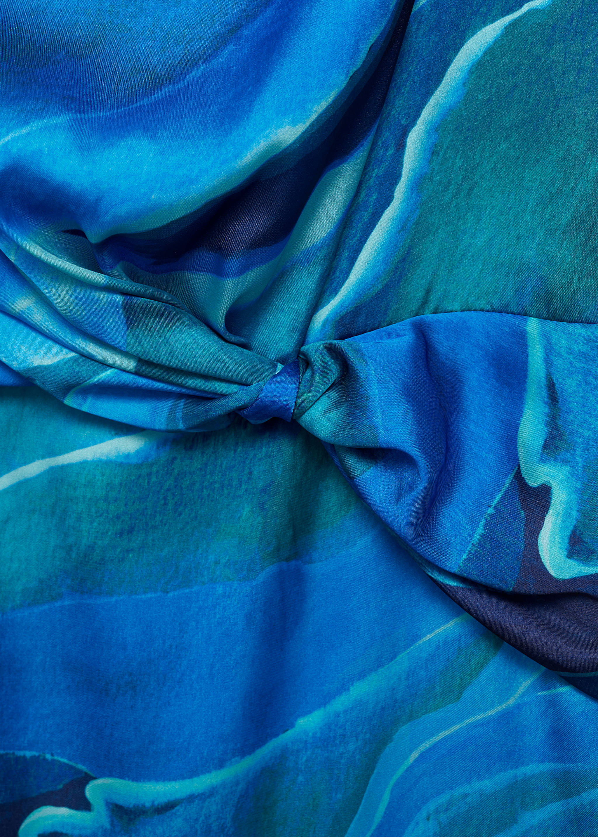 Satin printed dress with draped neck - Details of the article 8