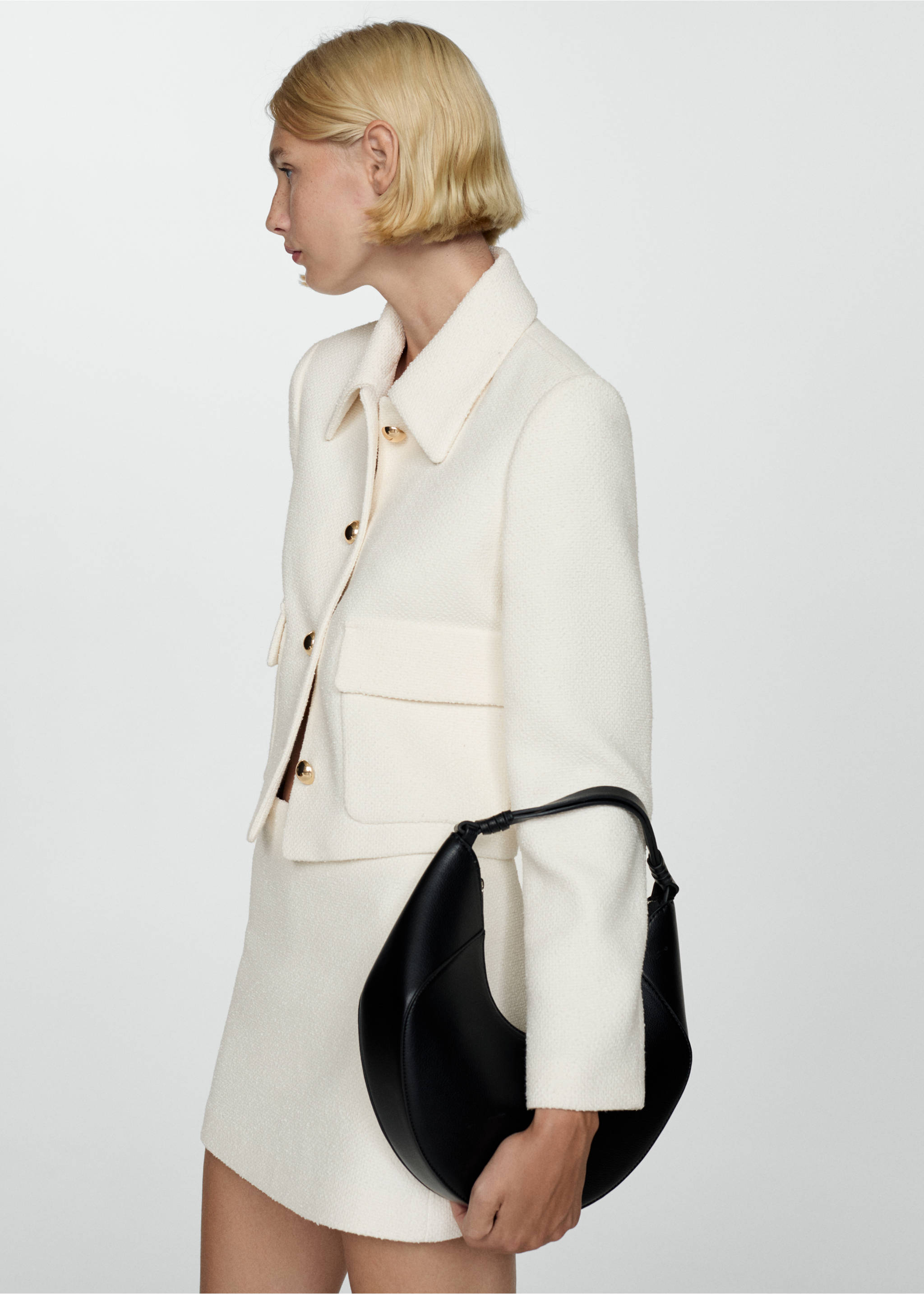 Minifalda tweed - Plano medio, Crudo. Ref: 77044068-00.