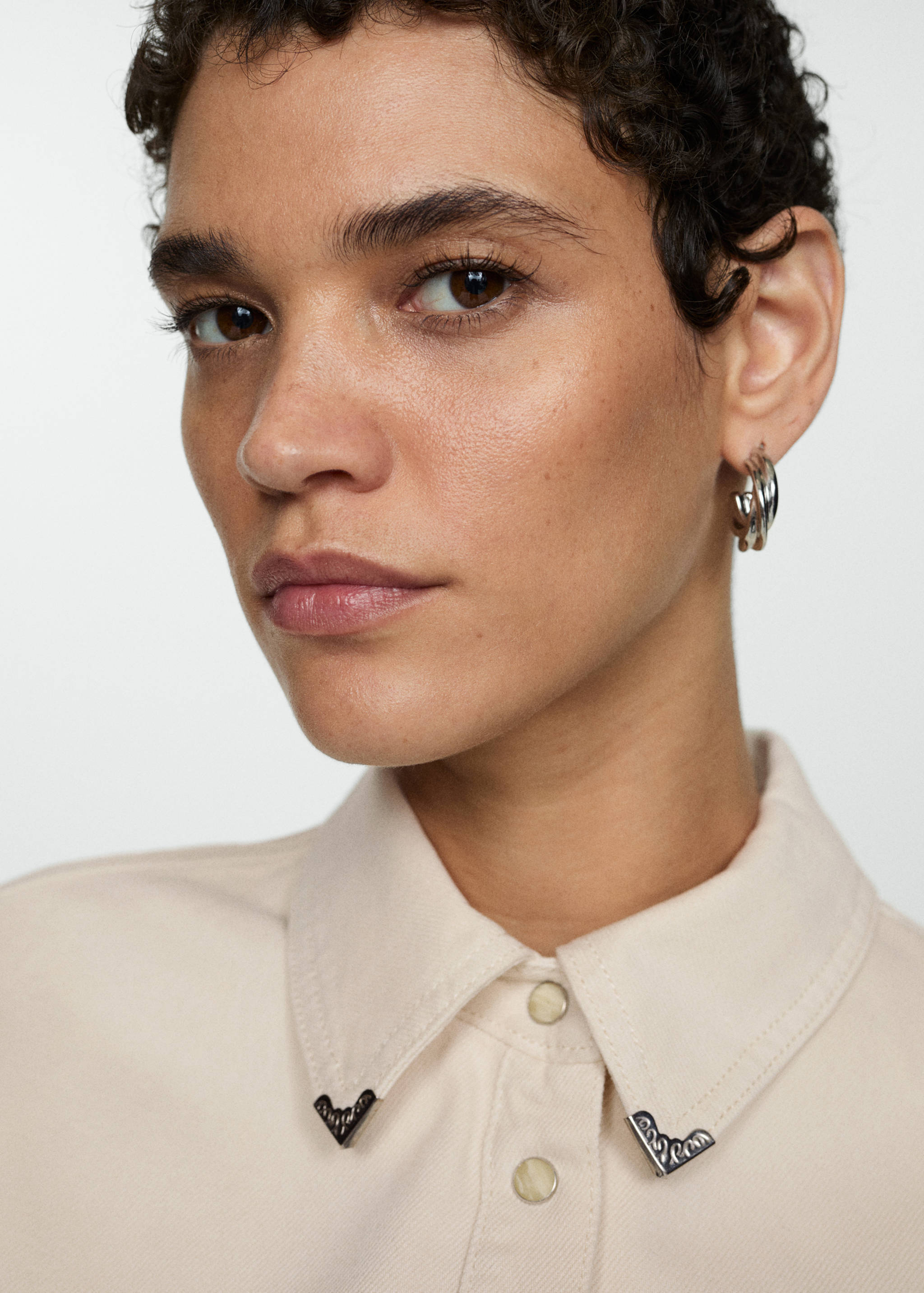 Getailleerde denim blouse - Detail van het artikel 1