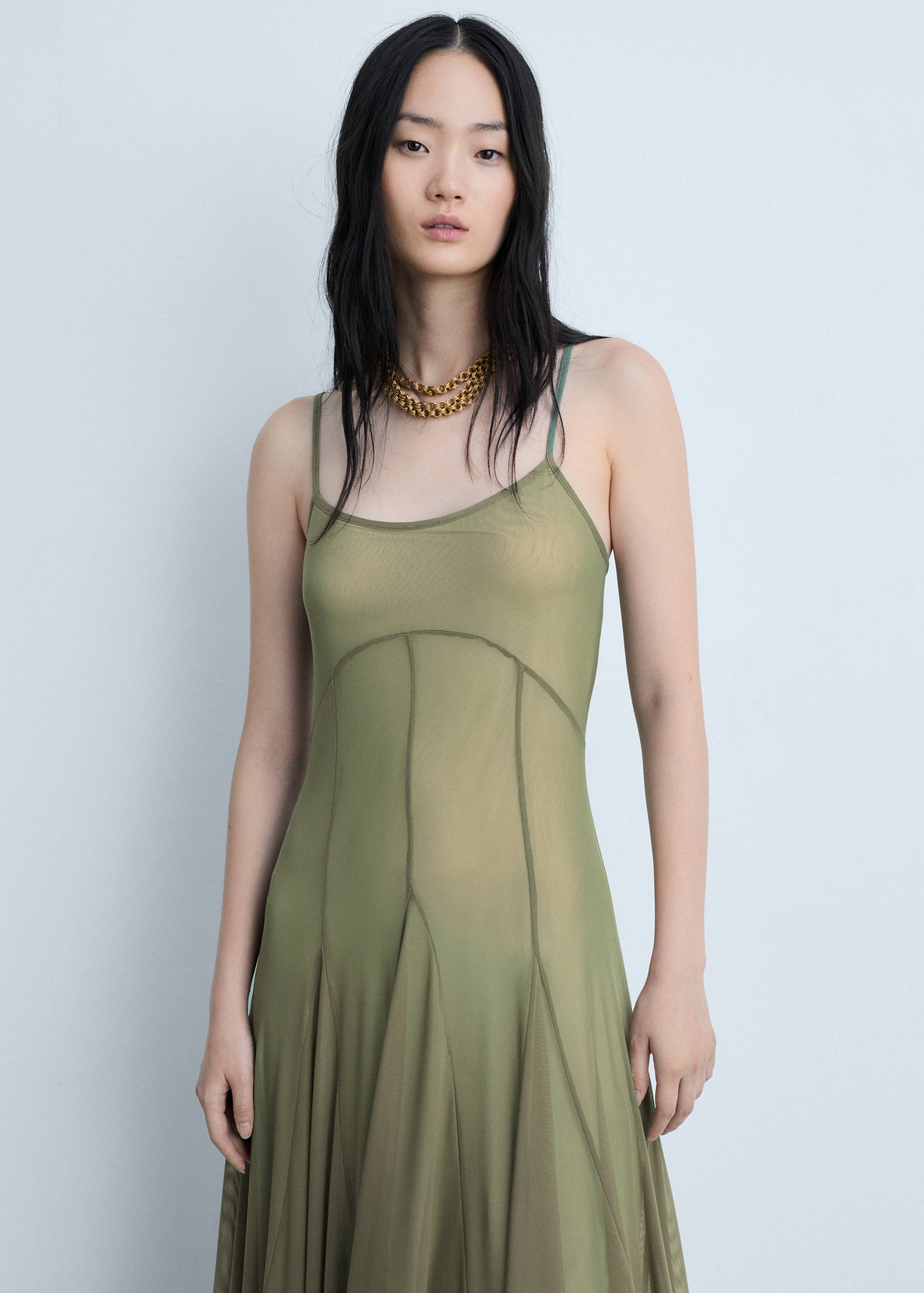 Asymmetrische jurk tule stiksels - Middenvlak