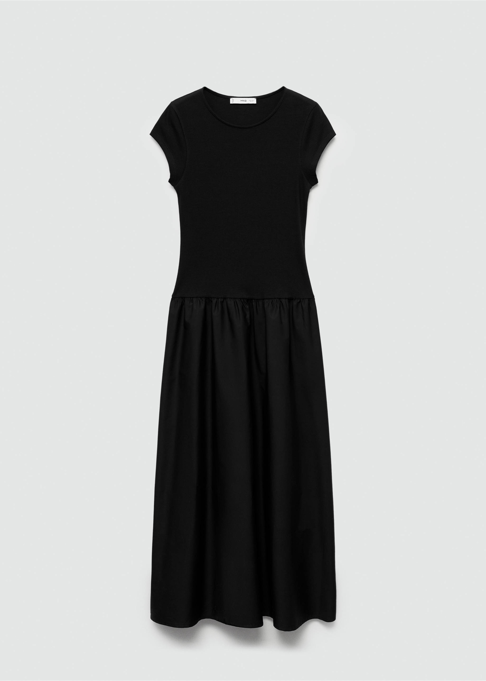 Flared dress in combined fabric - Article without model, Black. Ref: 77044073-00.