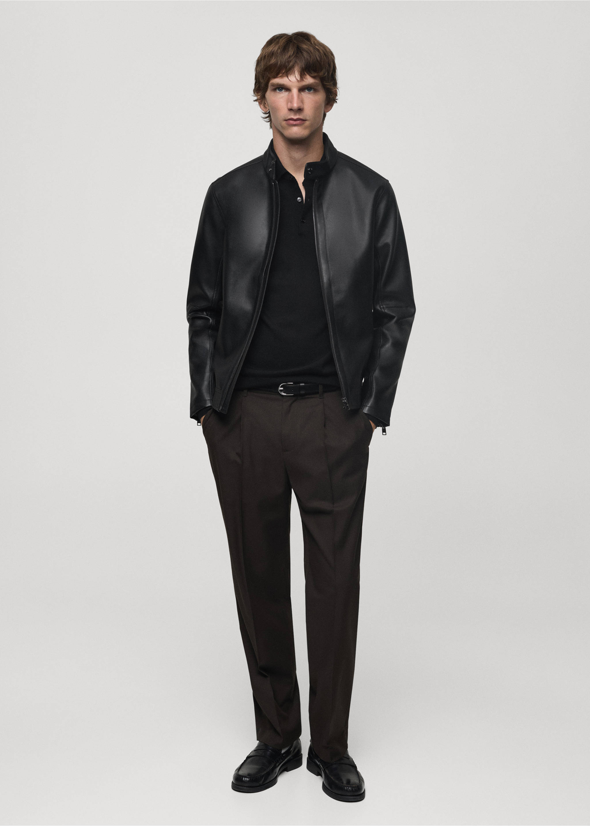 Jacke mit Nappaleder-Effekt - Allgemeine Ansicht, Schwarz. Ref: 77044432-00.