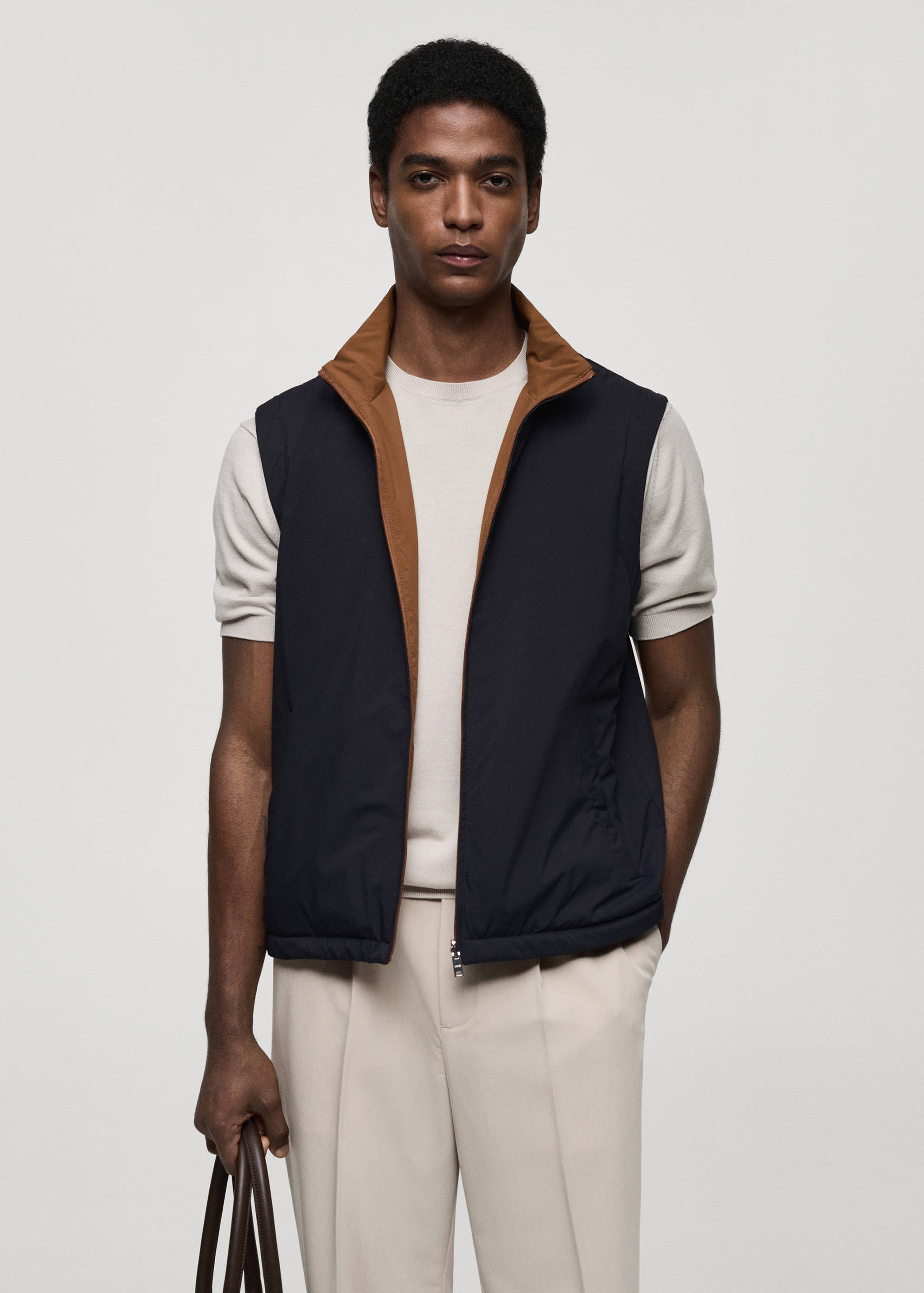 Waterafstotende reversibele bodywarmer - Middenvlak