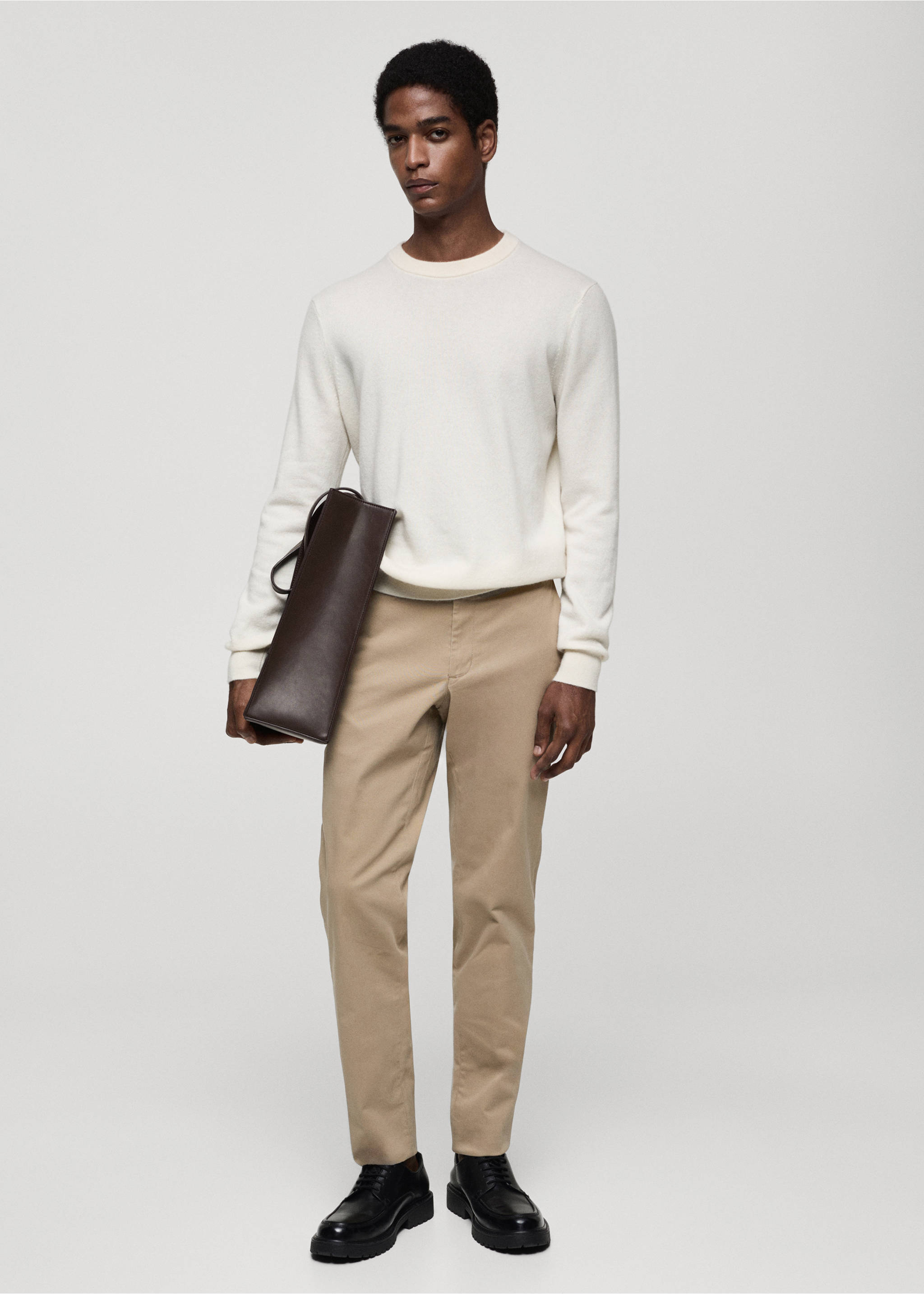 Slim fit serge chino trousers - General plane, Beige. Ref: 77044434-00.