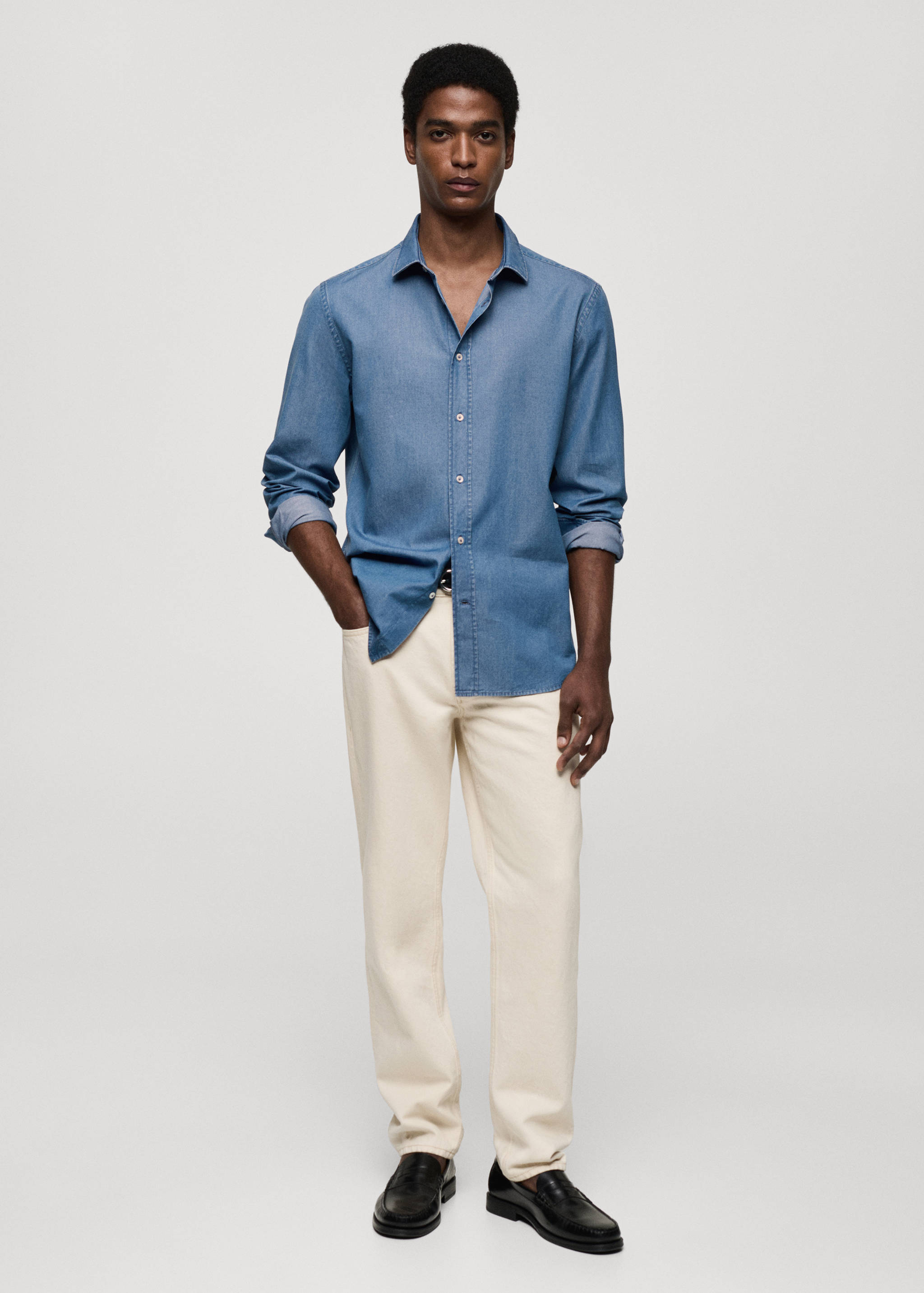 Slim fit cotton chambray shirt - General plane