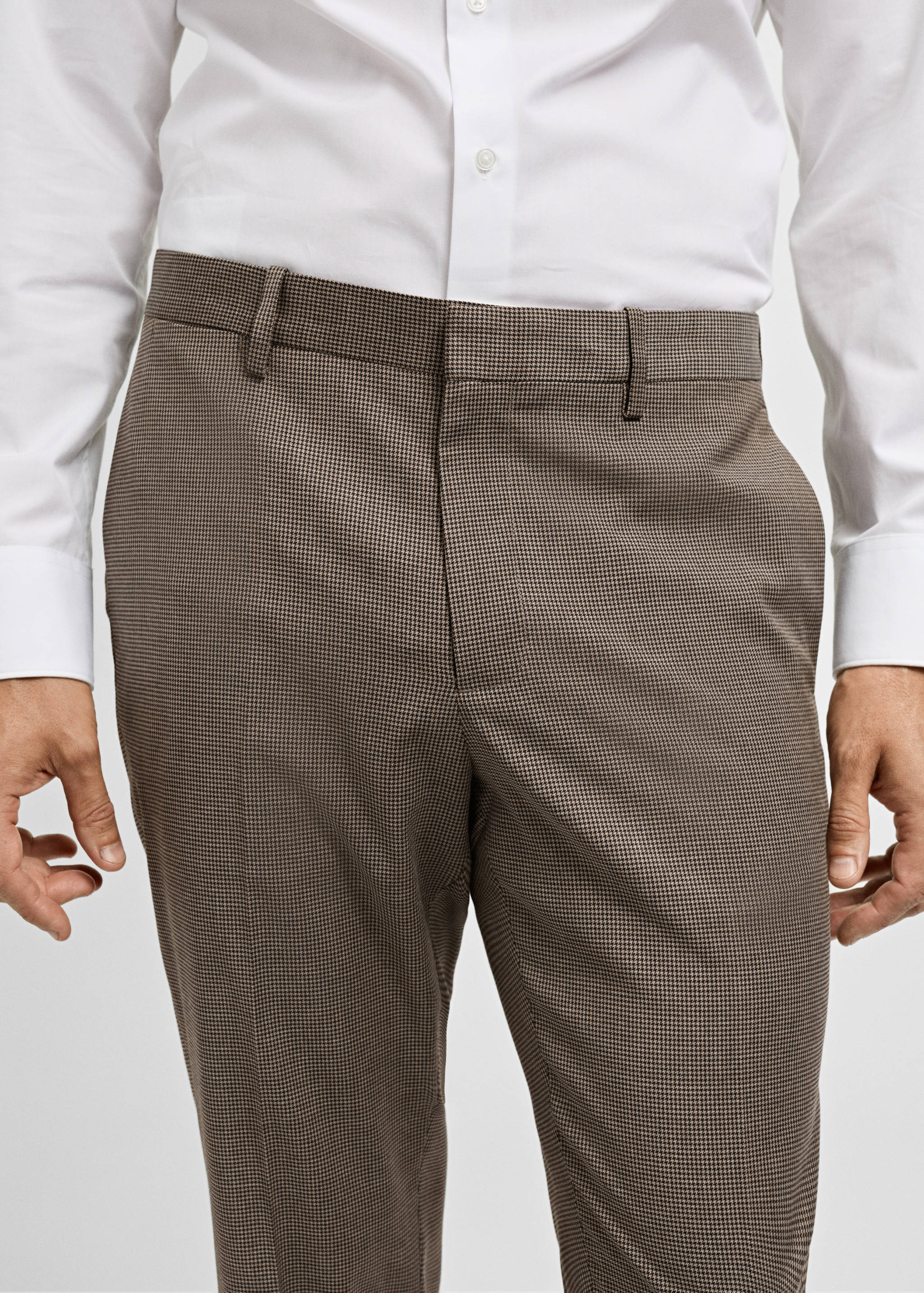 Herringbone super slim- fit suit trousers - Details of the article 1