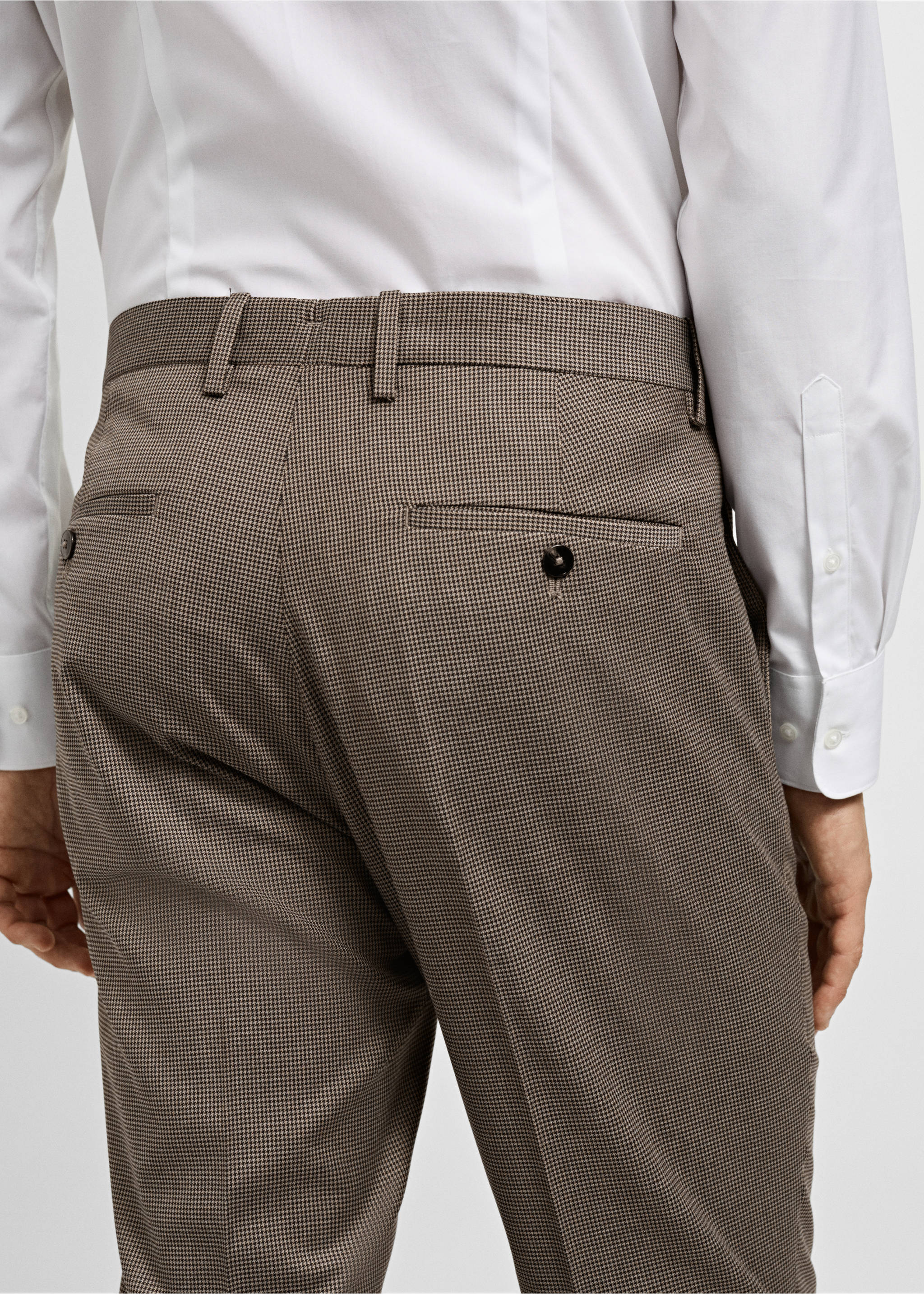 Pantalon costume super slim-fit structure chevrons - Détail de l'article 6, Beige. Ref: 77044443-00.