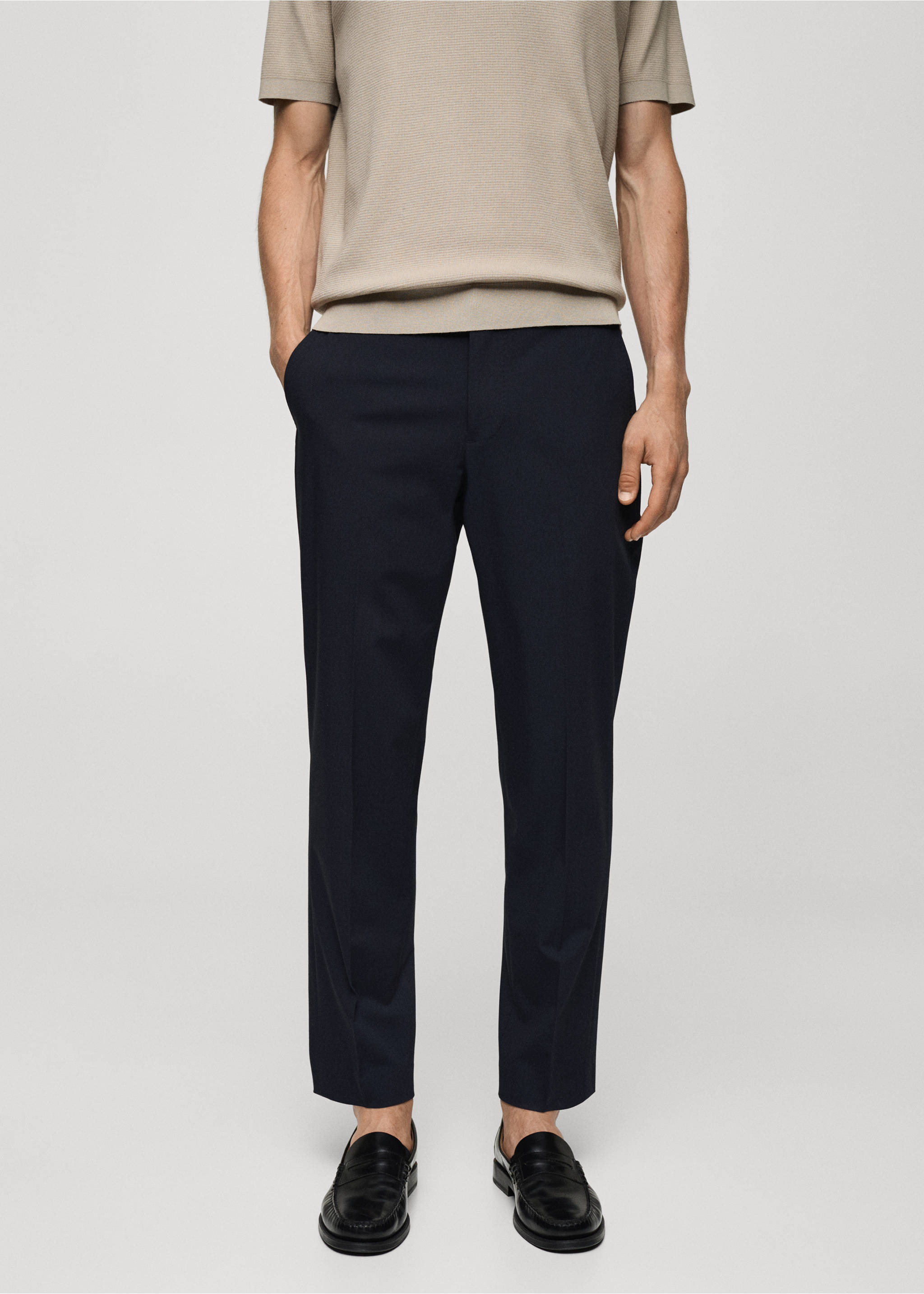 Slim Fit-Anzughose - Mittlere Ansicht, Dunkles Marineblau. Ref: 77044445-00.