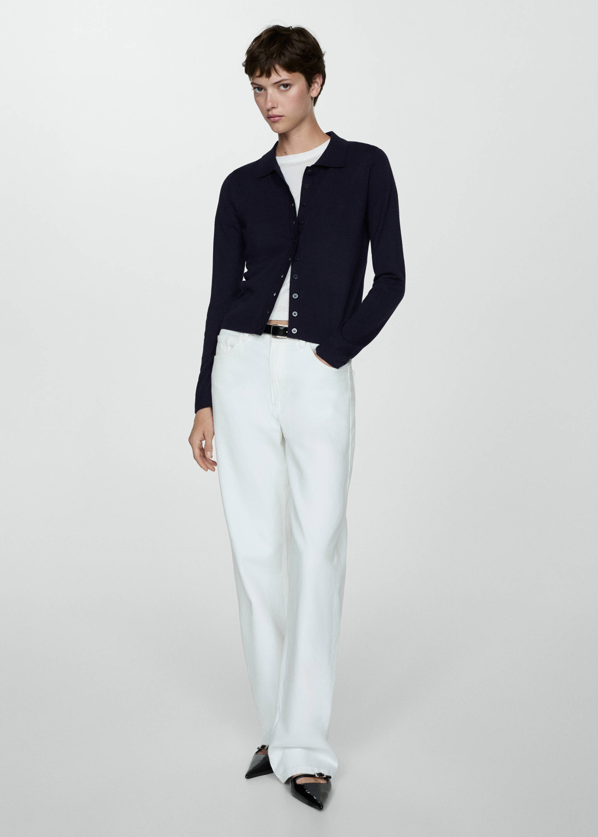 Strickjacke mit Polo-Kragen - Allgemeine Ansicht