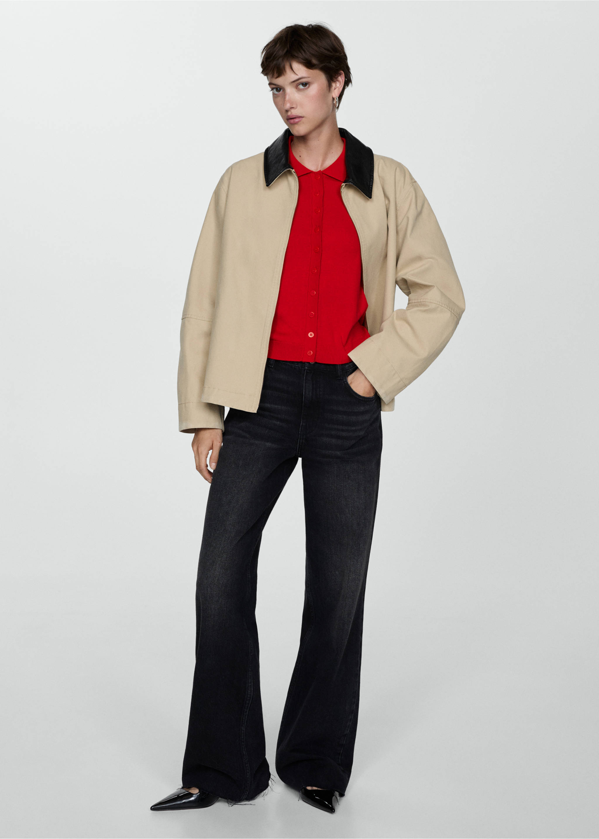 Polo-neck cardigan - General plane, Red. Ref: 77044763-00.