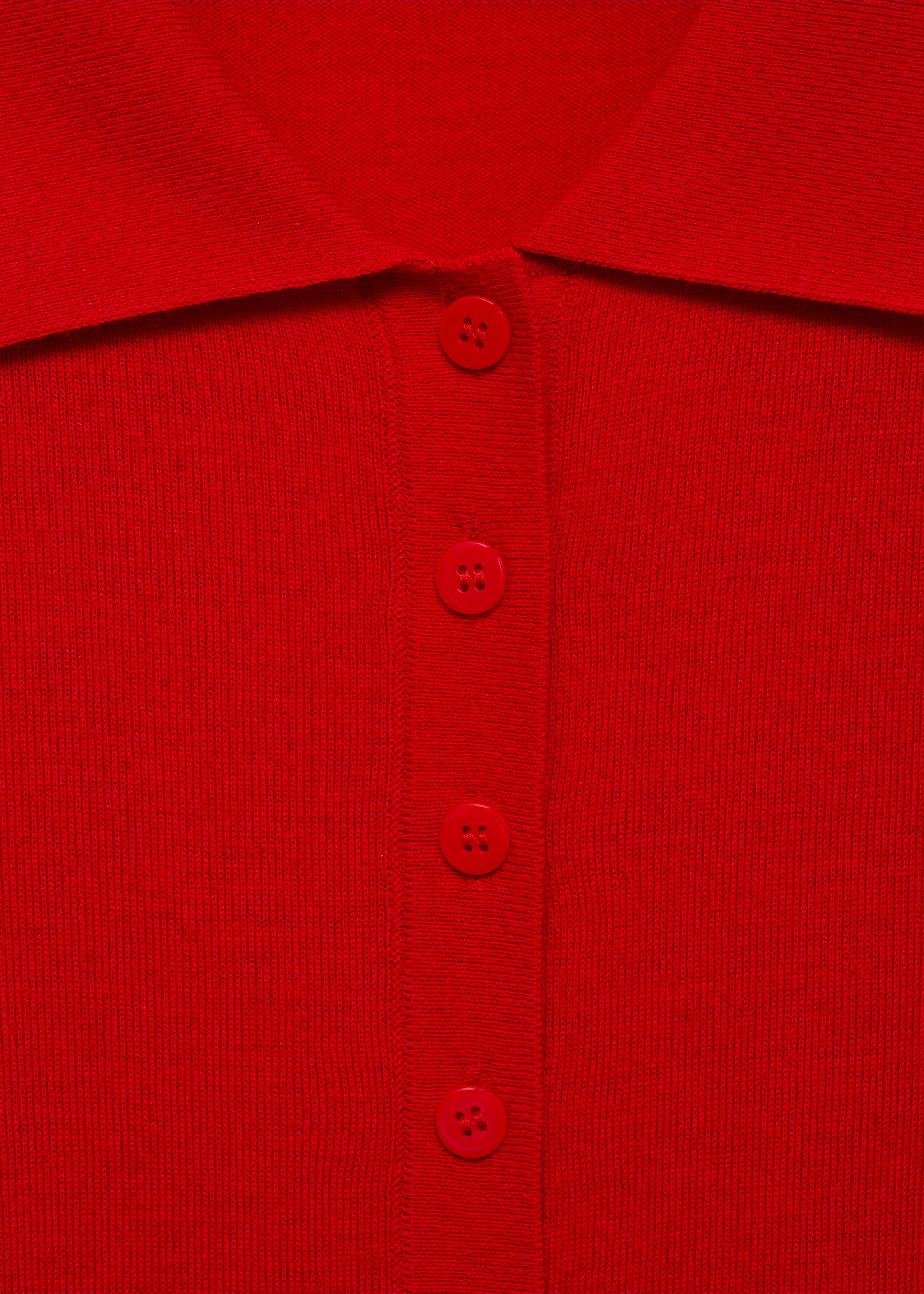 Polo-neck cardigan - Details of the article 8, Red. Ref: 77044763-00.