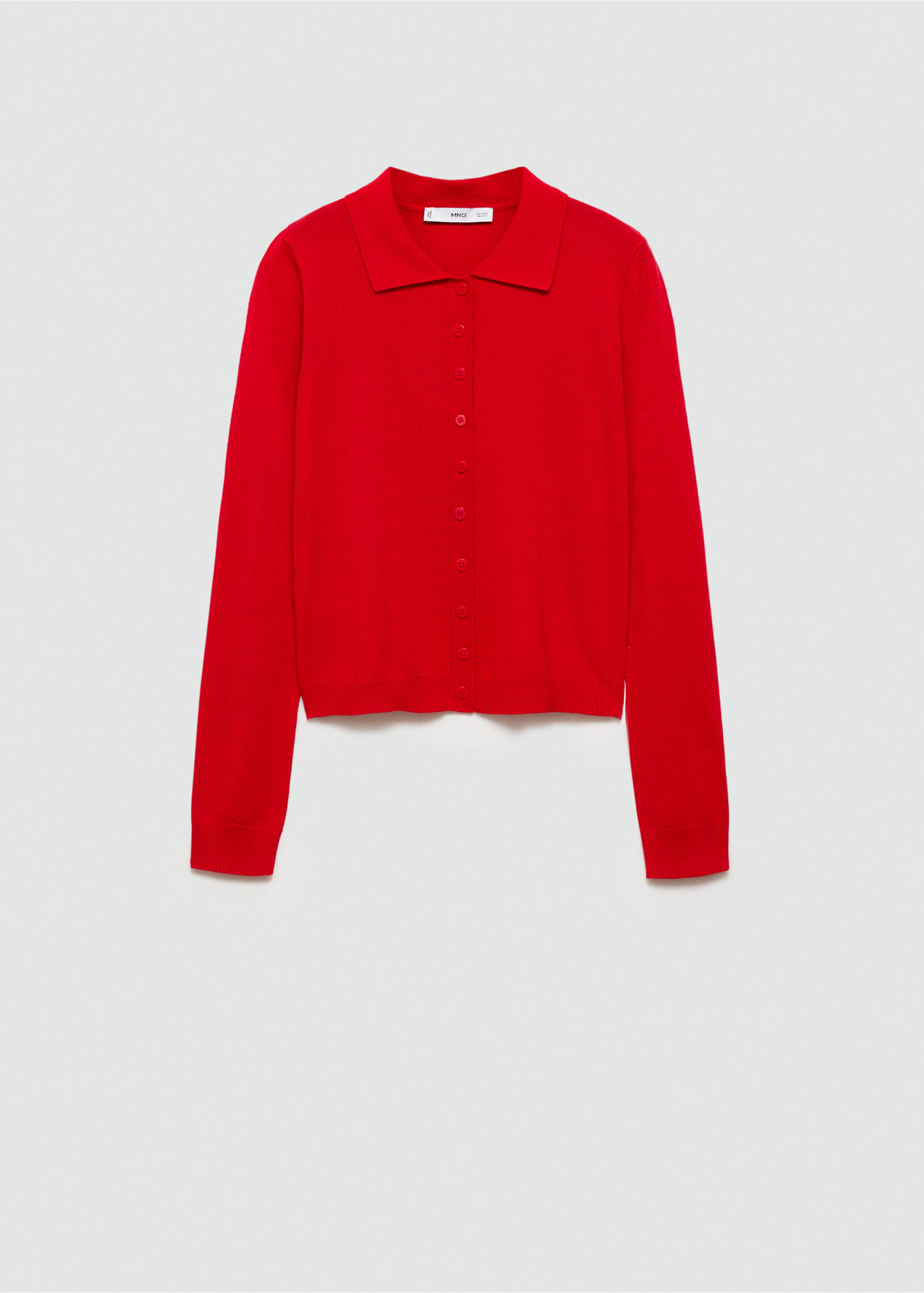 Polo-neck cardigan - Article without model, Red. Ref: 77044763-00.