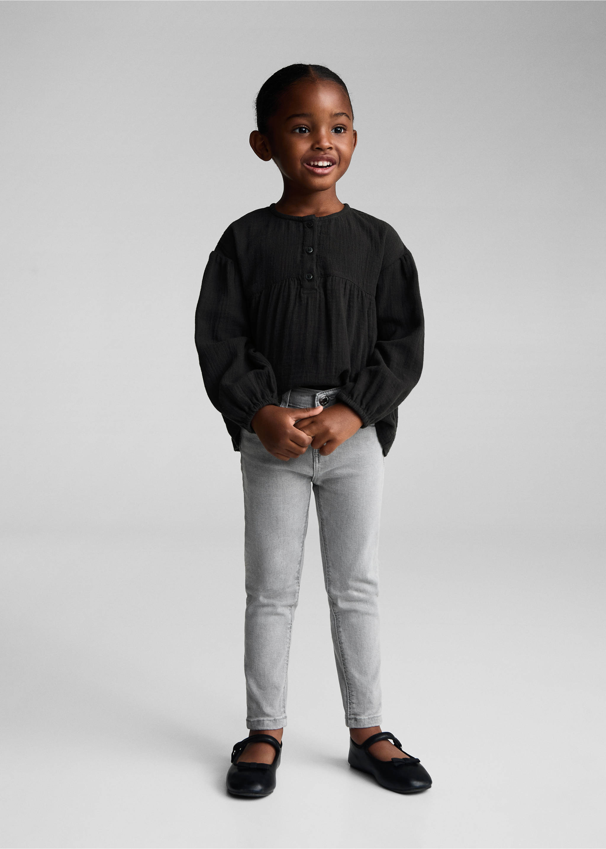 Cheesecloth cotton blouse - General plane, Charcoal. Ref: 77044771-00.