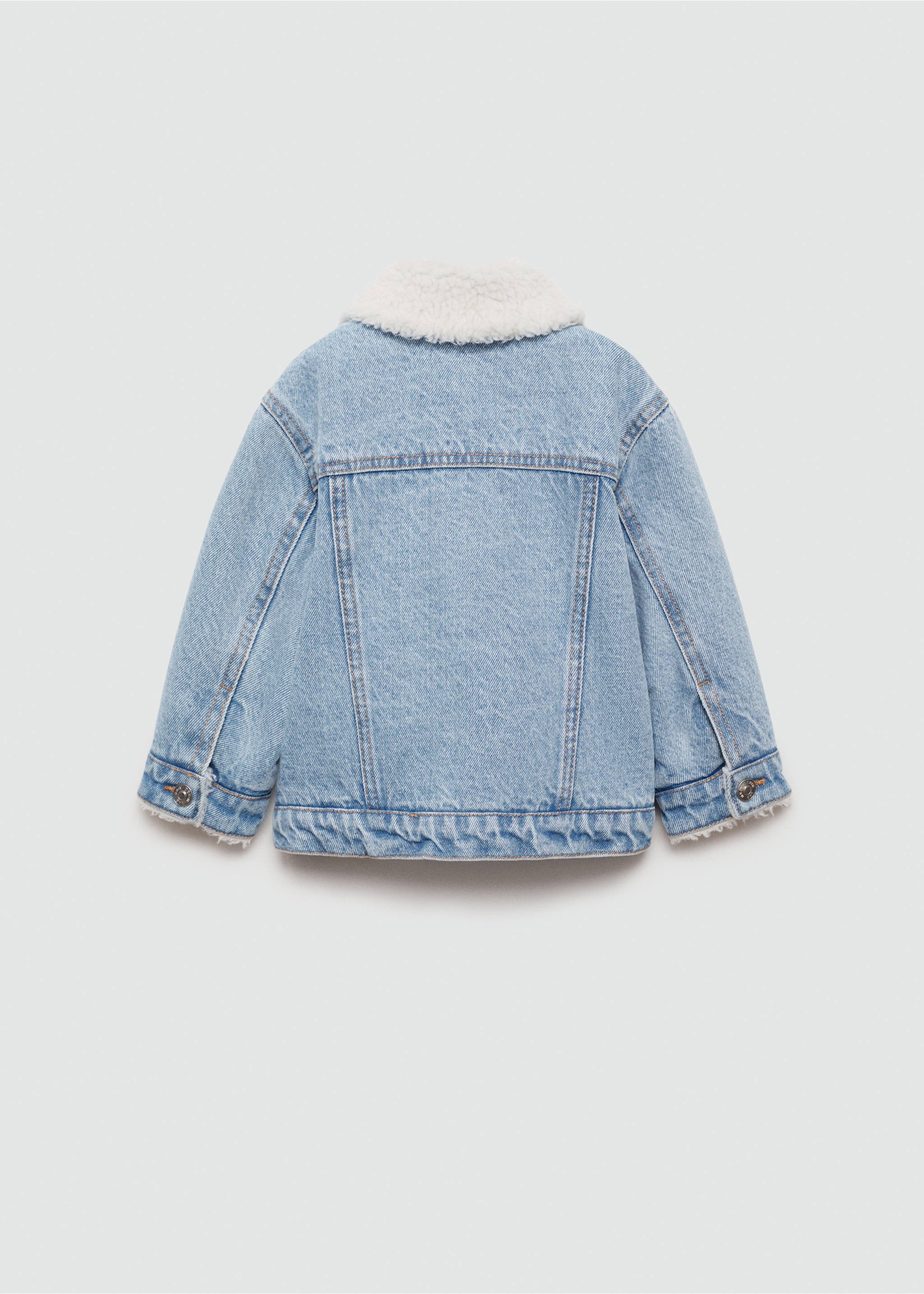 Denim jacket with shearling-effect lining - Reverse of the article, Light Blue. Ref: 77044772-00.