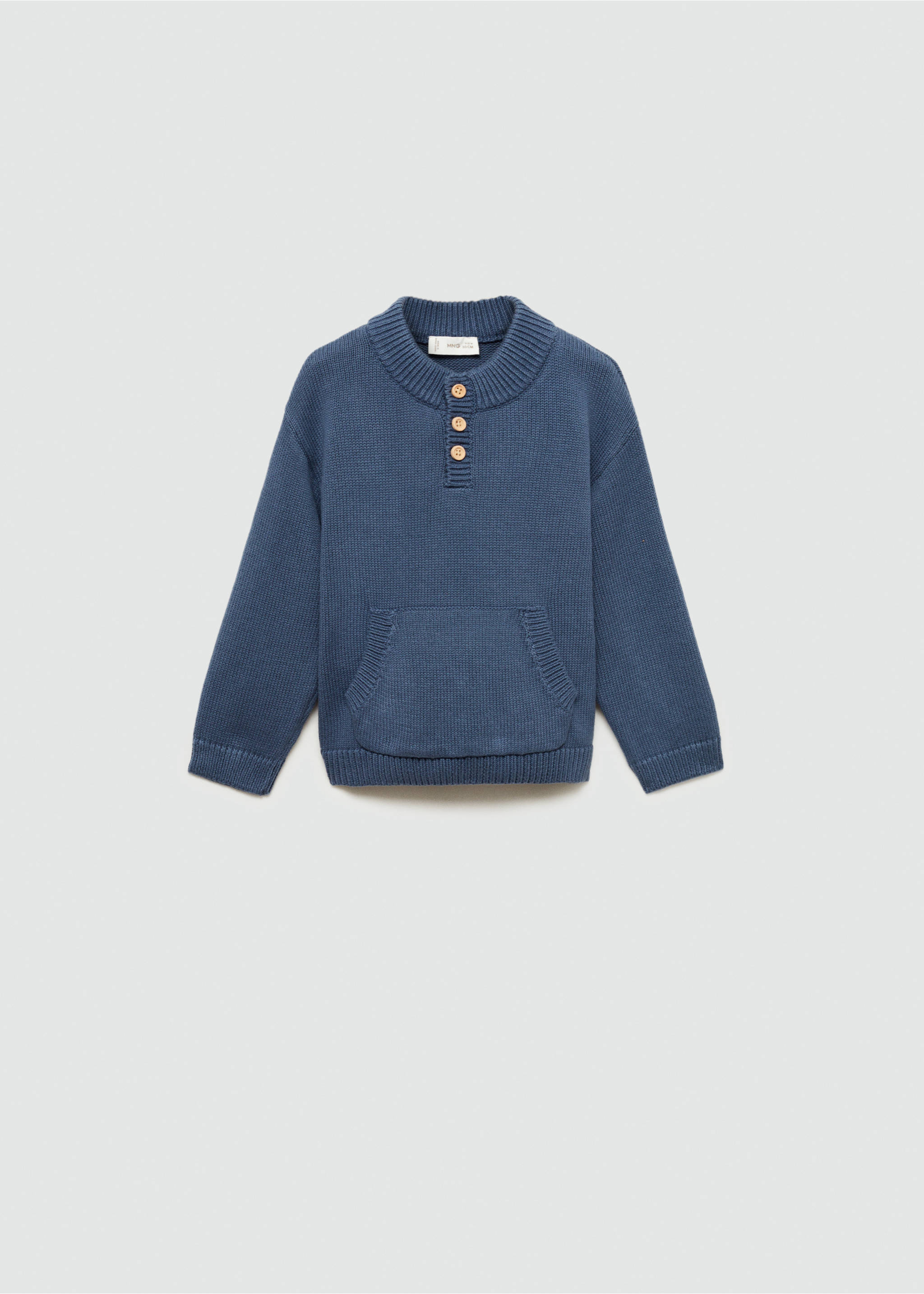 Pull-over maille poche kangourou - Article sans modèle, Bleu indigo. Ref: 77044777-00.