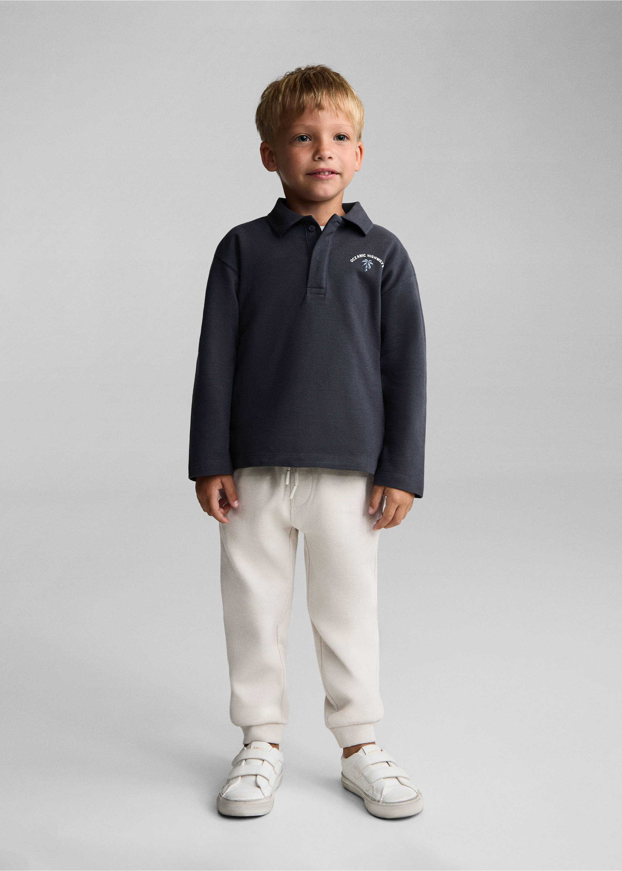 Printed cotton polo shirt - General plane, Dark Grey. Ref: 77044781-00.