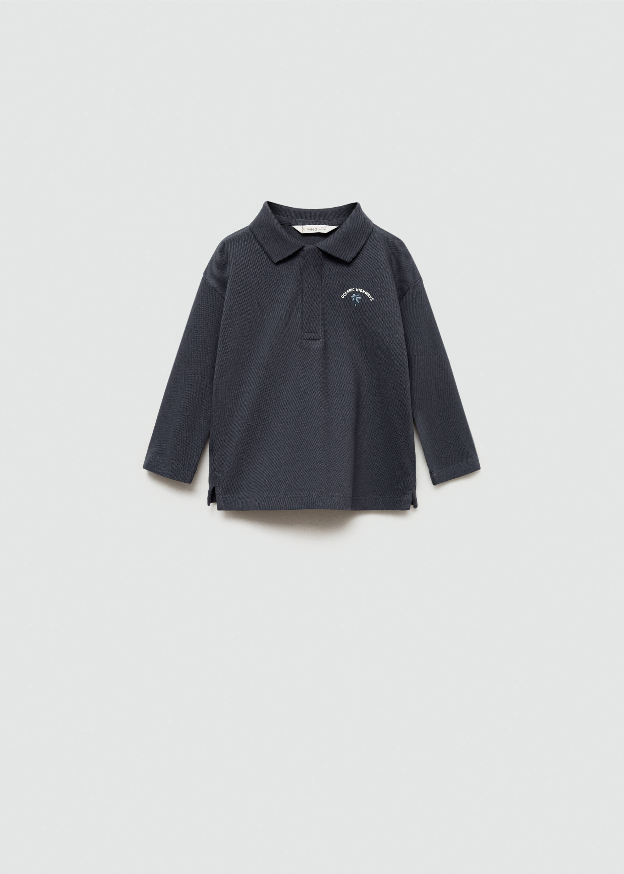 Printed cotton polo shirt - Article without model, Dark Grey. Ref: 77044781-00.