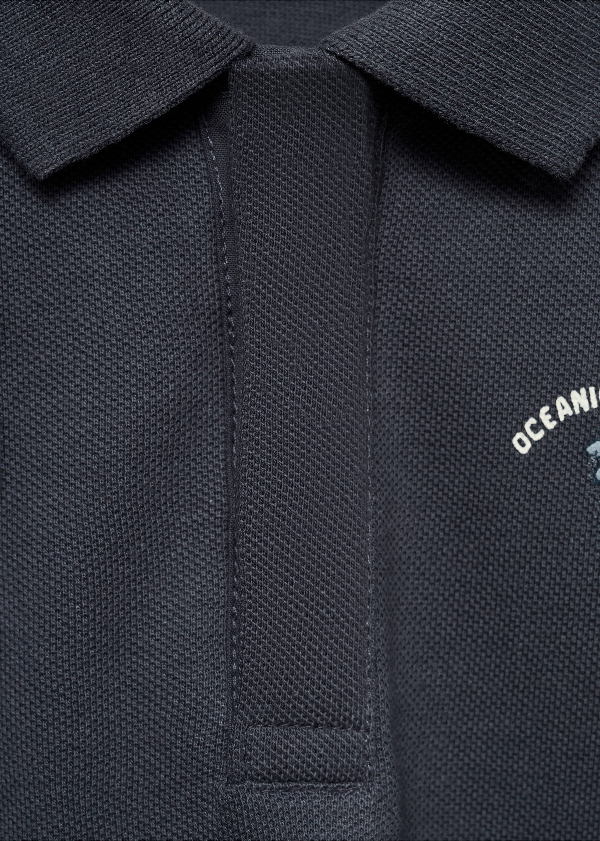 Printed cotton polo shirt - Details of the article 8, Dark Grey. Ref: 77044781-00.