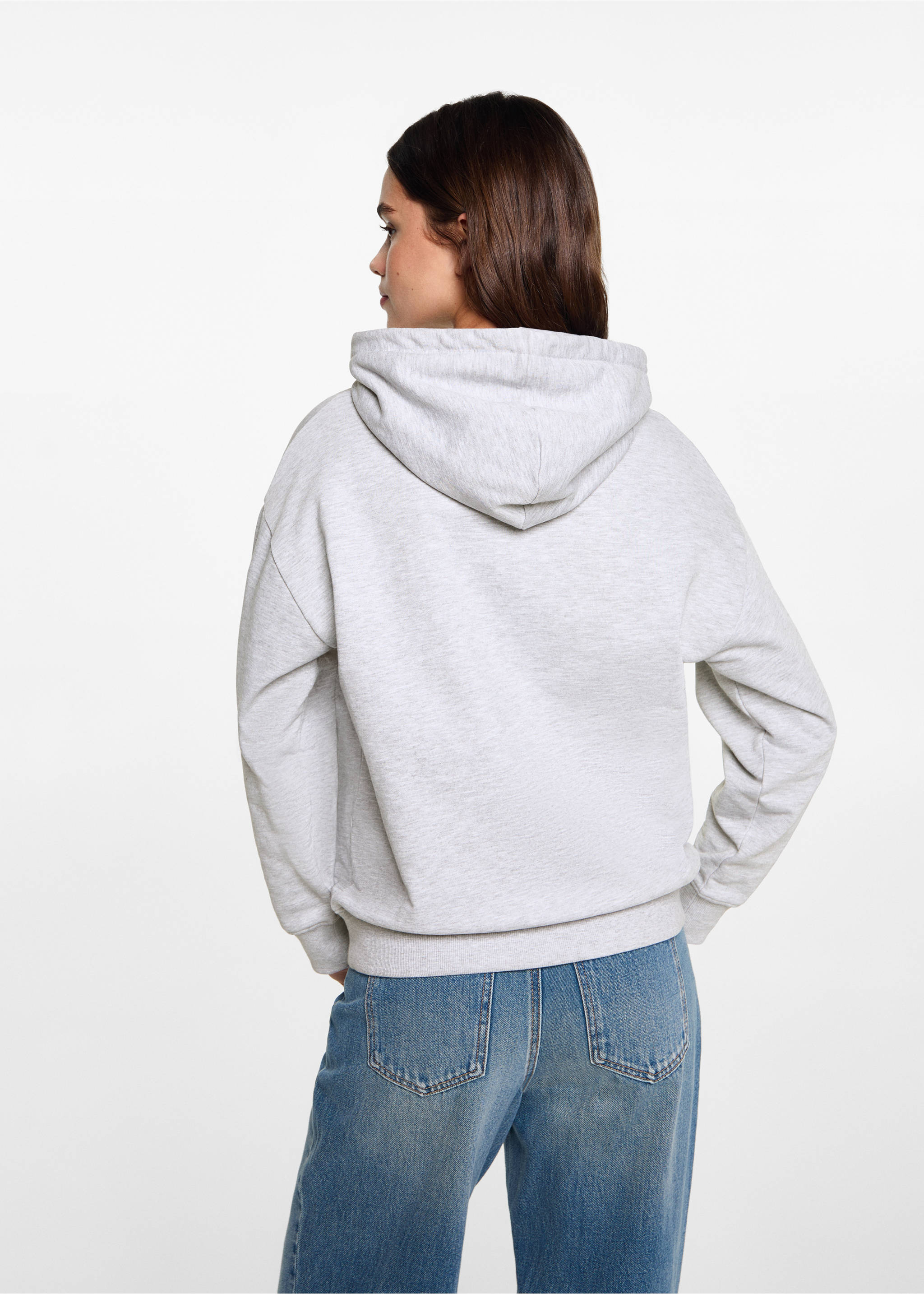 Embroidered message sweatshirt - Reverse of the article, Light Heather Grey. Ref: 77044782-00.