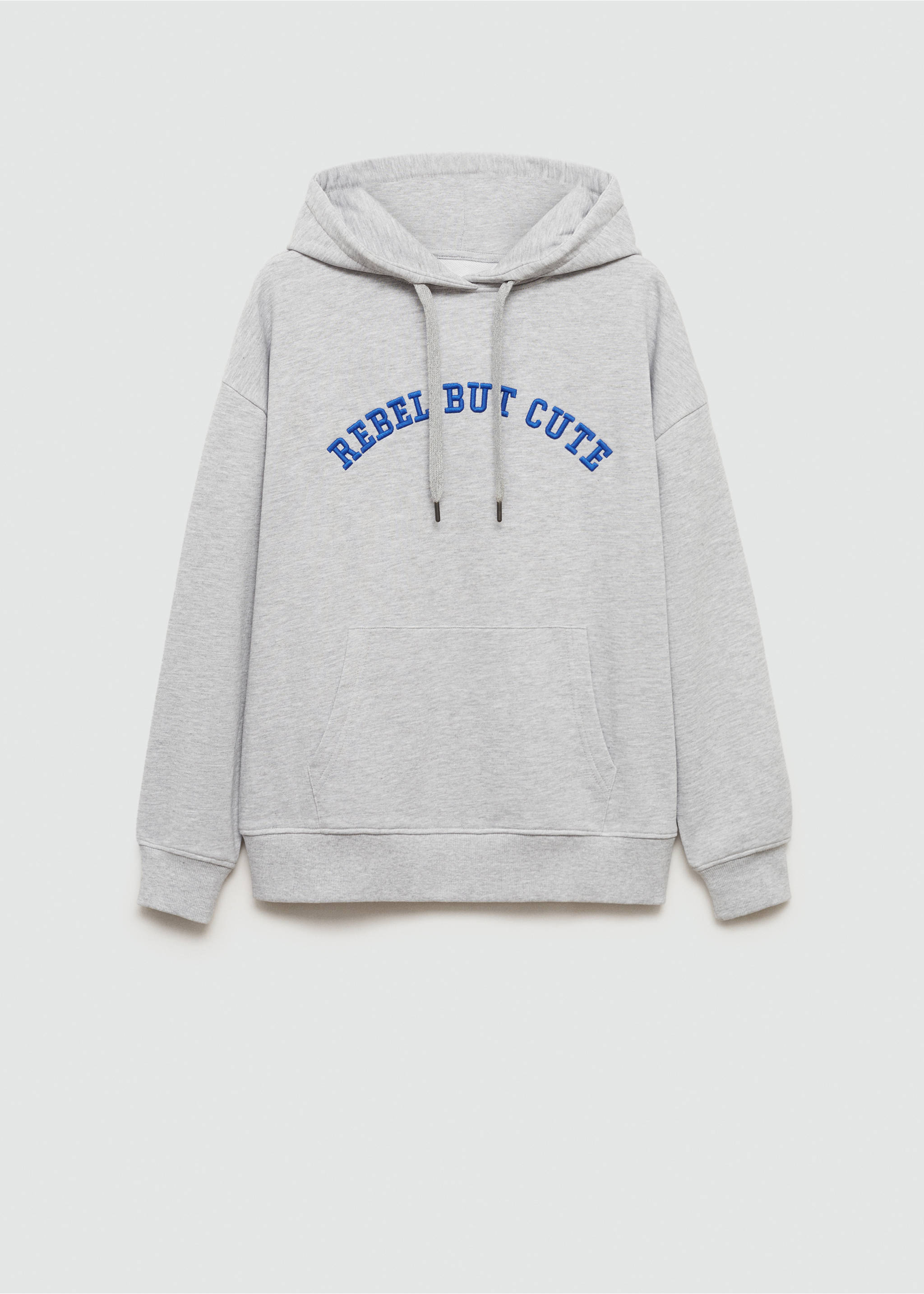 Embroidered message sweatshirt - Article without model, Light Heather Grey. Ref: 77044782-00.