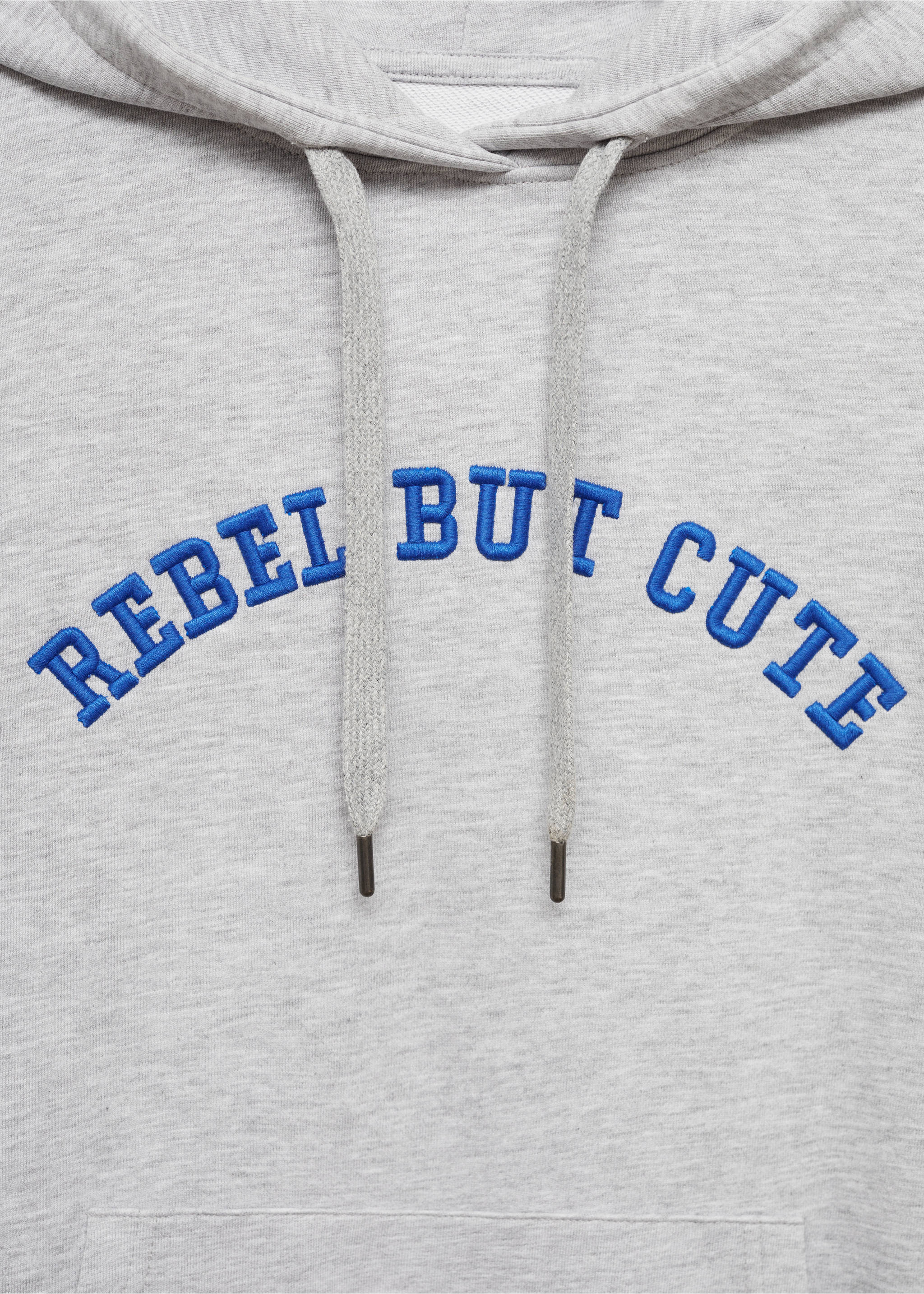 Embroidered message sweatshirt - Details of the article 8, Light Heather Grey. Ref: 77044782-00.