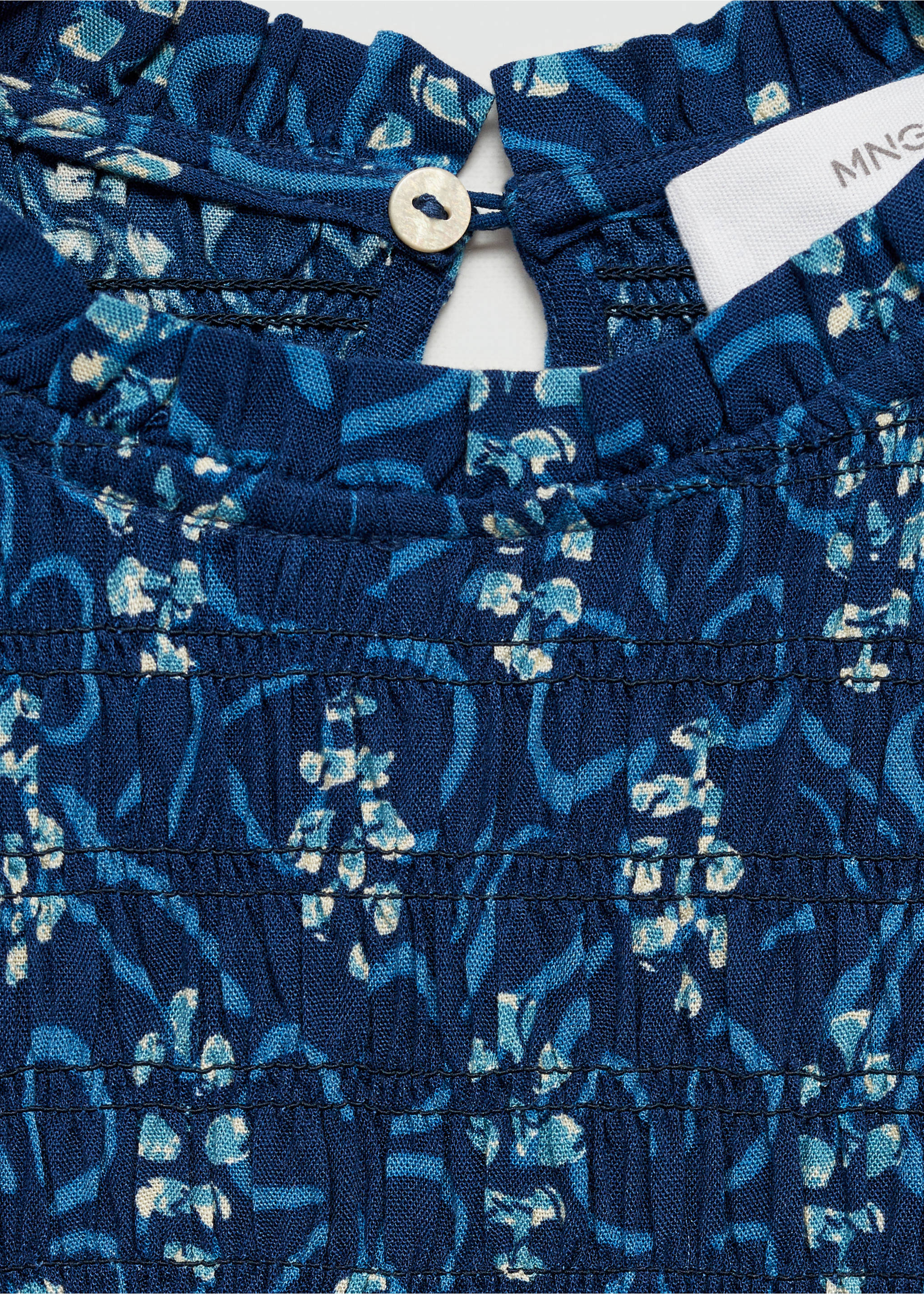 Printed ruched dress - Details of the article 8, Dark Navy. Ref: 77044787-00.