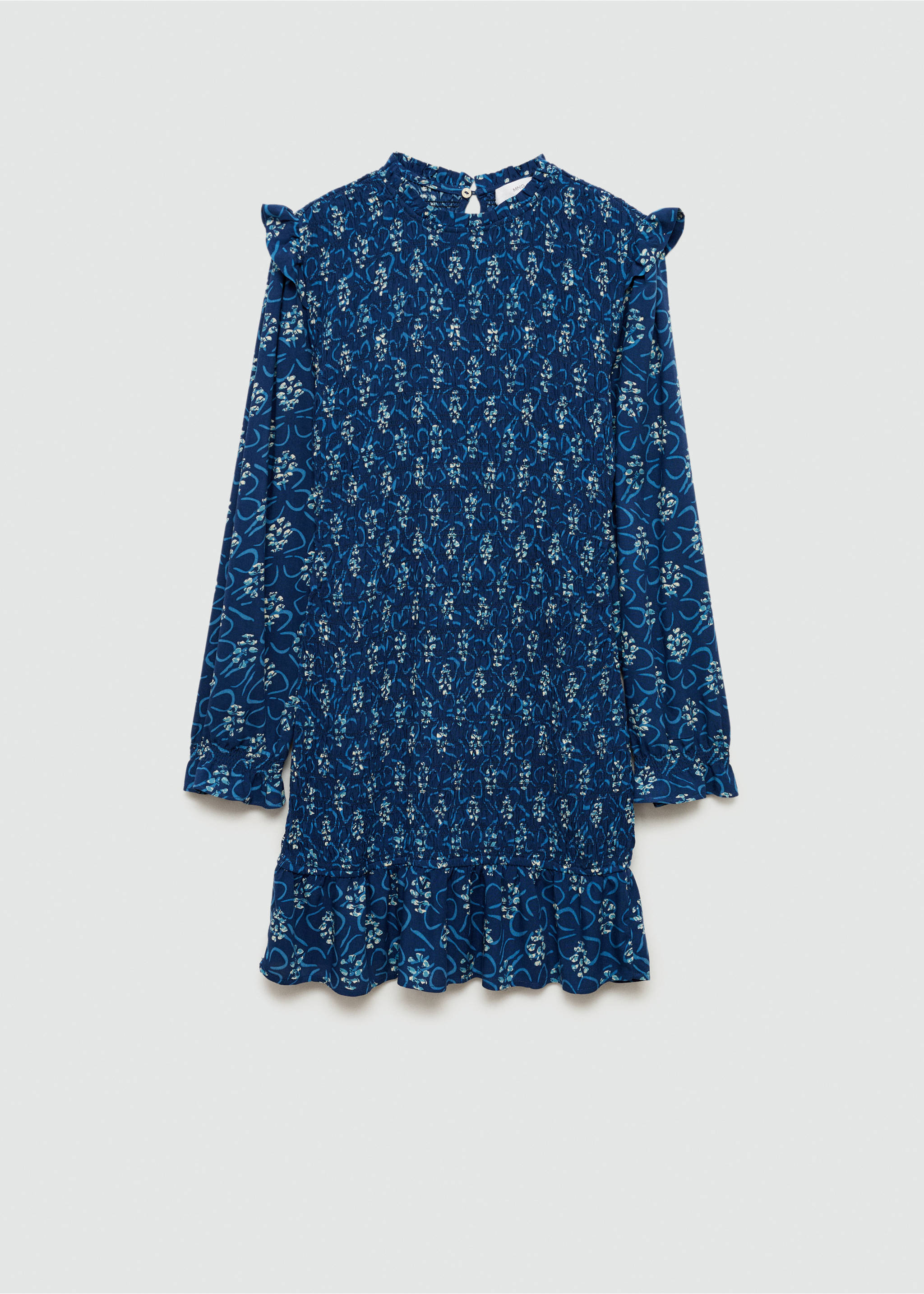 Printed ruched dress - Article without model, Dark Navy. Ref: 77044787-00.
