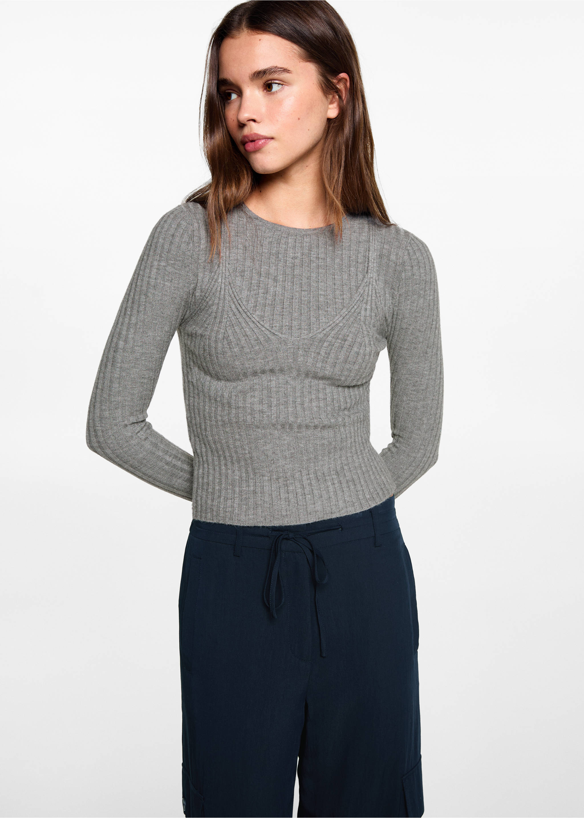 Fließende Cargohose - Mittlere Ansicht, Dunkles Marineblau. Ref: 77044792-00.