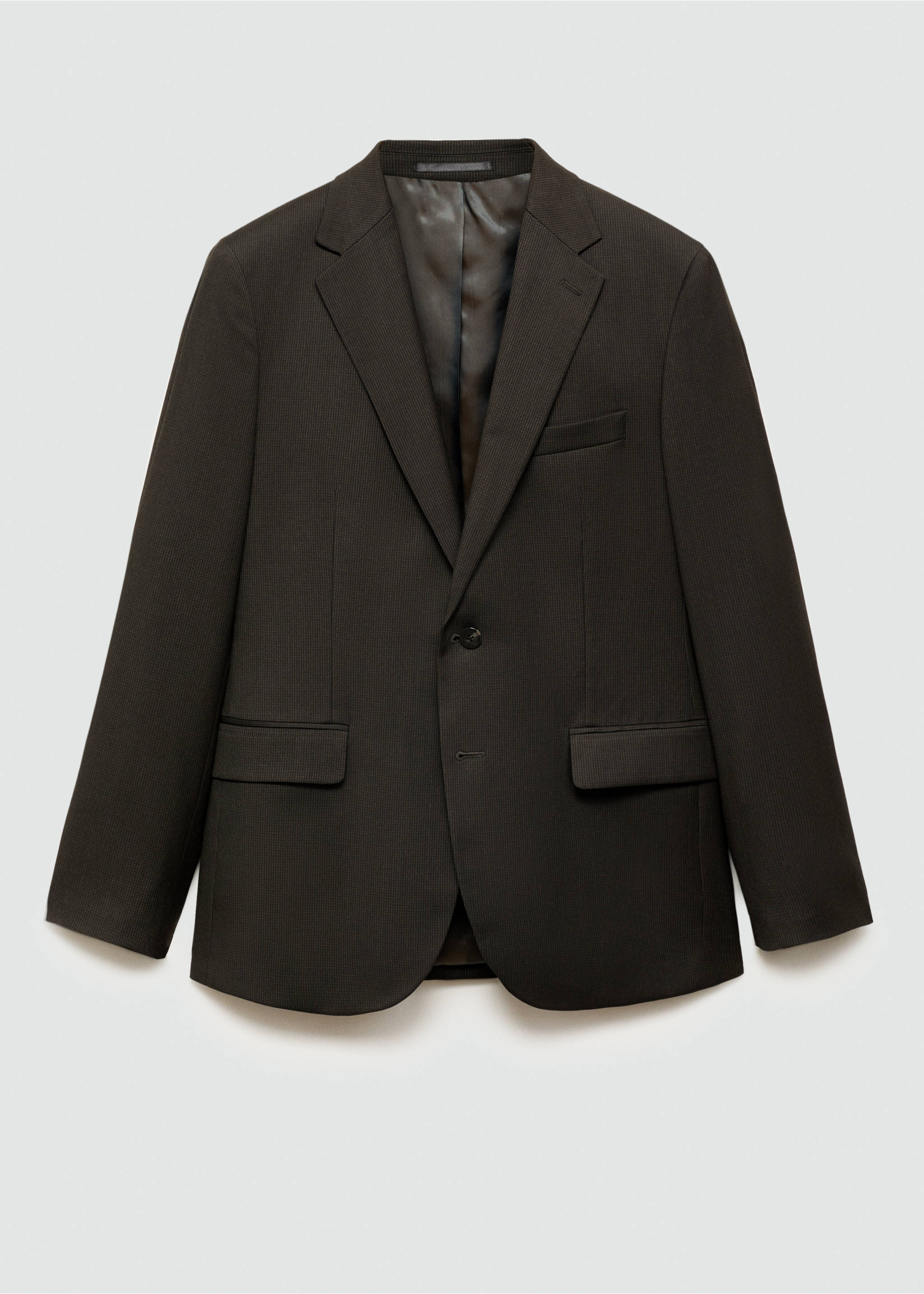 Stretch-fabric slim-fit suit jacket - Article without model, Brown. Ref: 77045148-00.